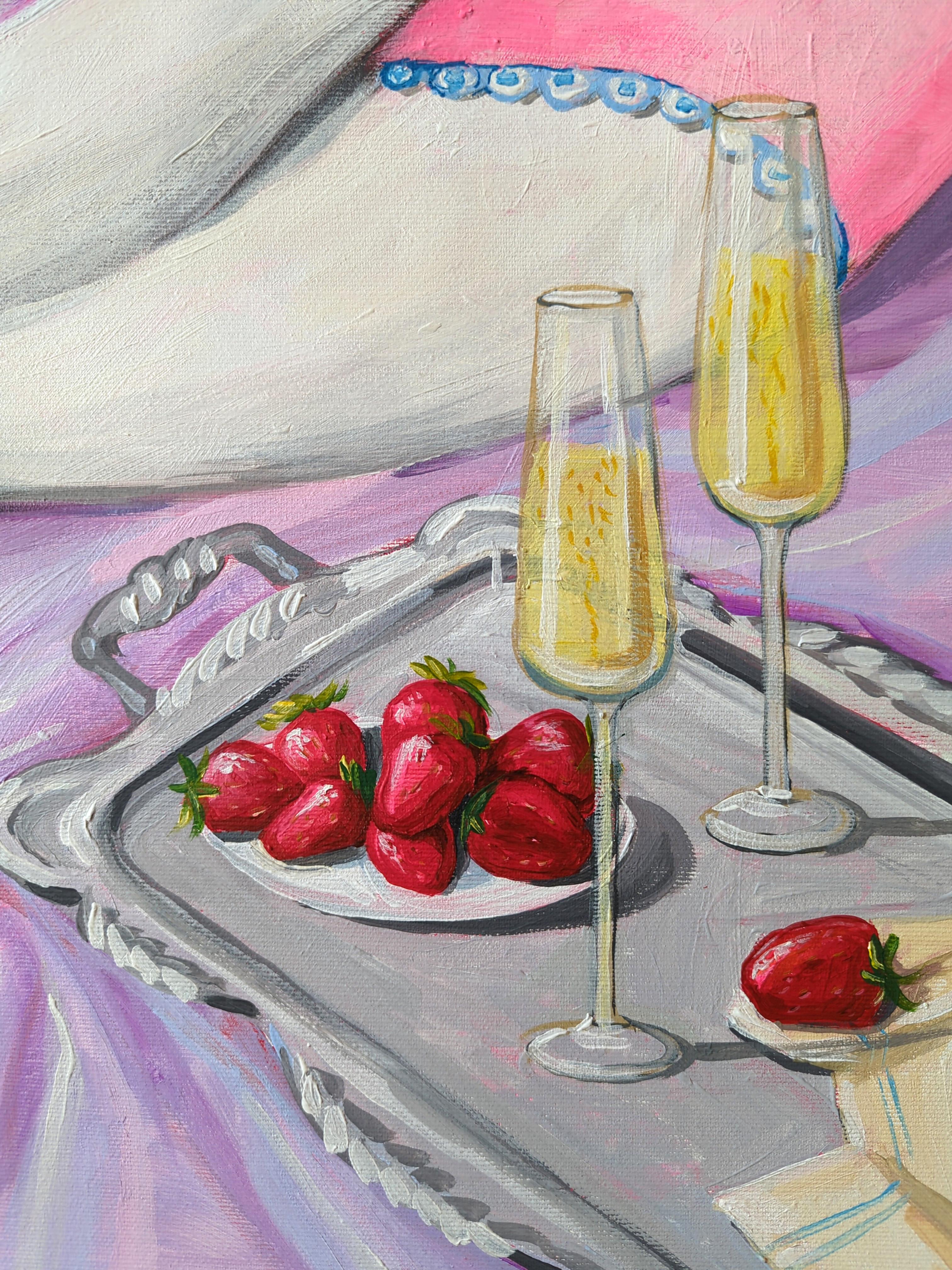 Ein Datum, Vacation on the Happy Island-Serie (Zeitgenössisch), Painting, von Olha Vlasova