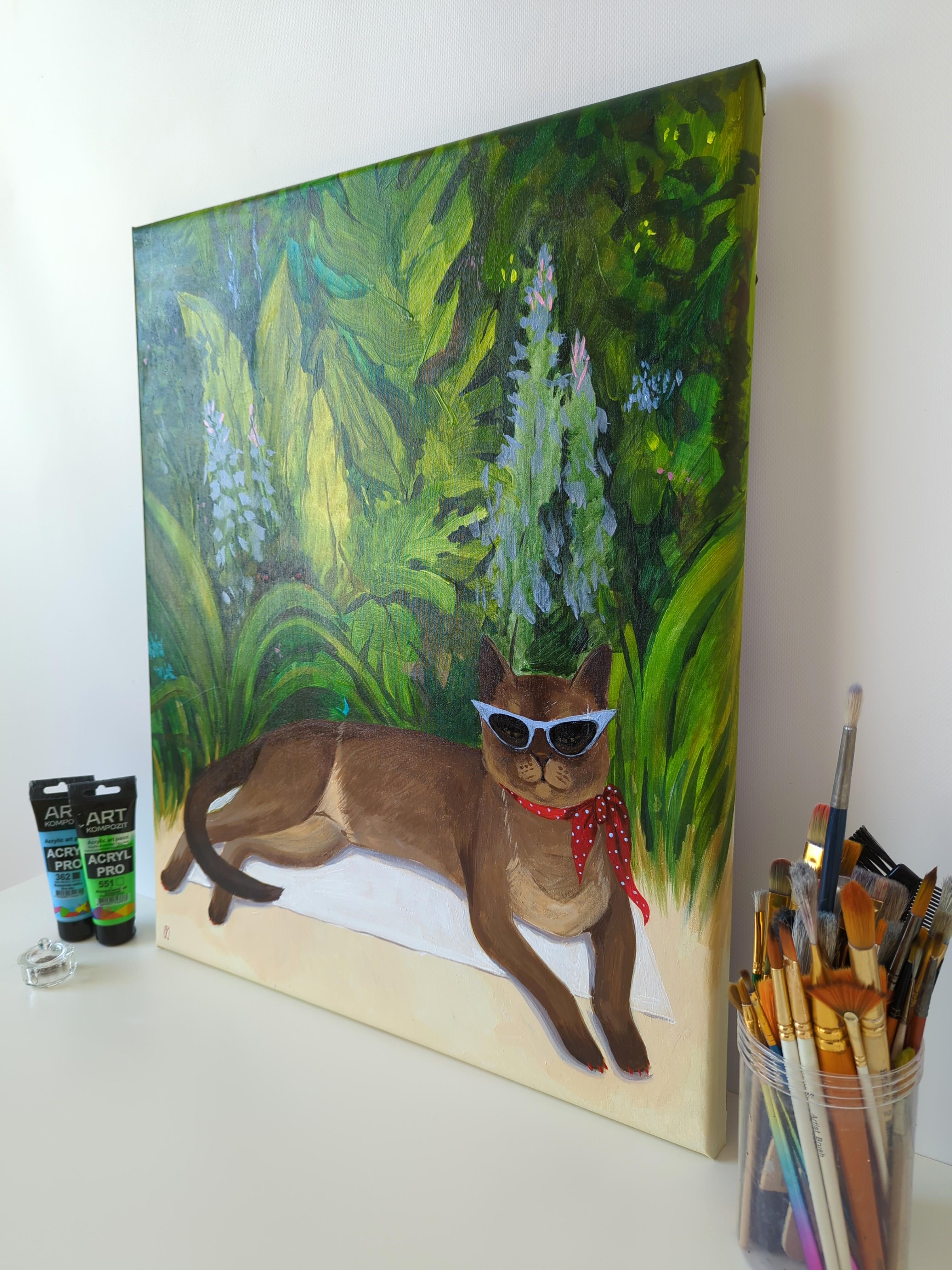  You will receive this painting stretched, with painted edges and completely ready for hanging. Framing is not obligatory and depends only on your preference.

This series of works aims to reveal the theme of carefree relaxation, enjoyment and