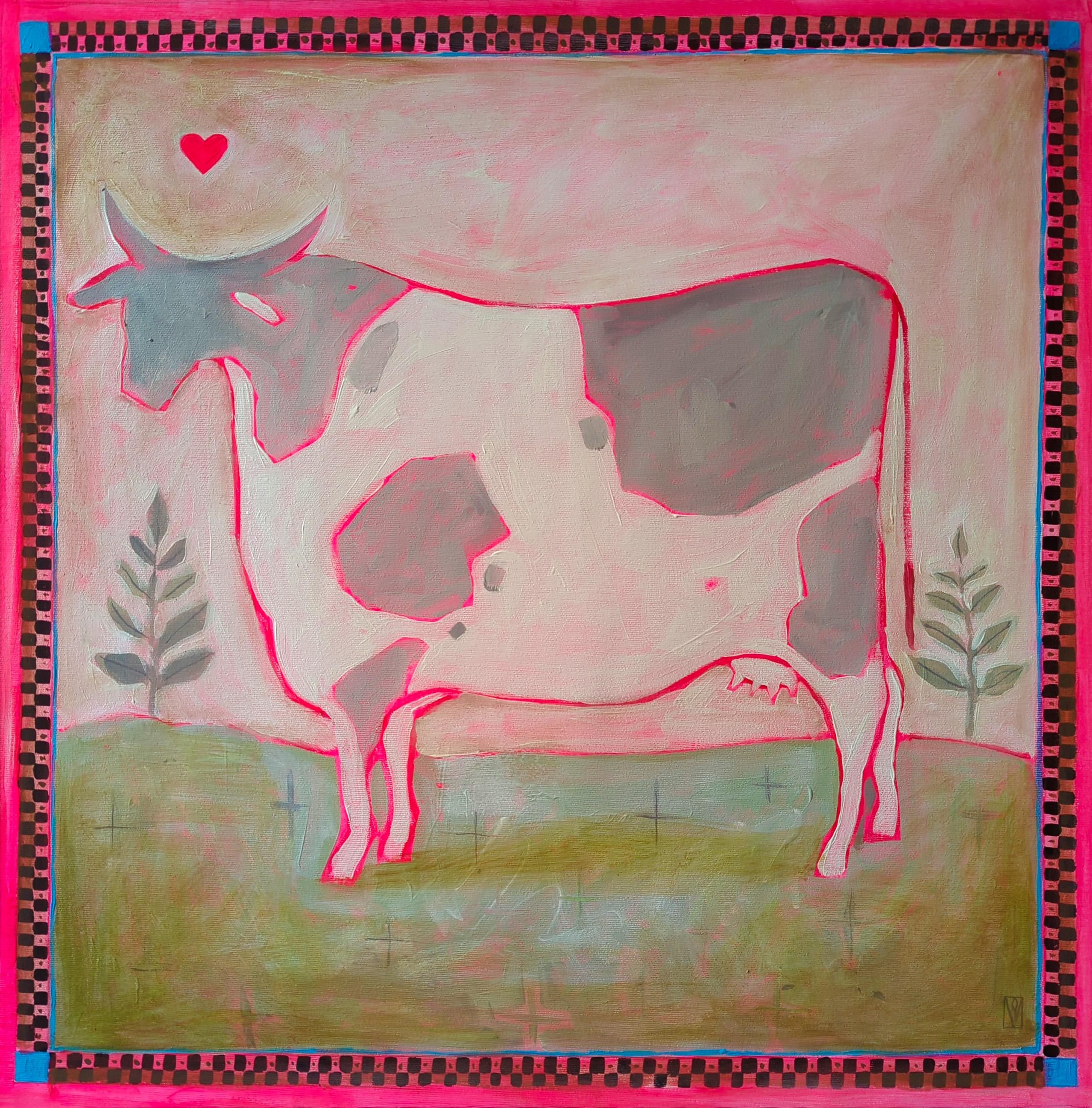 Olha Vlasova Interior Painting - Cow, Spring serie