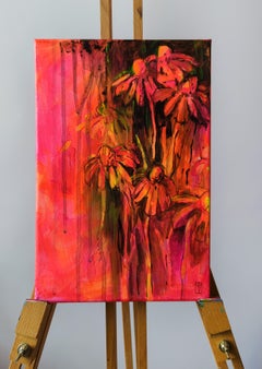 "Daisies" neon painting by Olha Vlasova