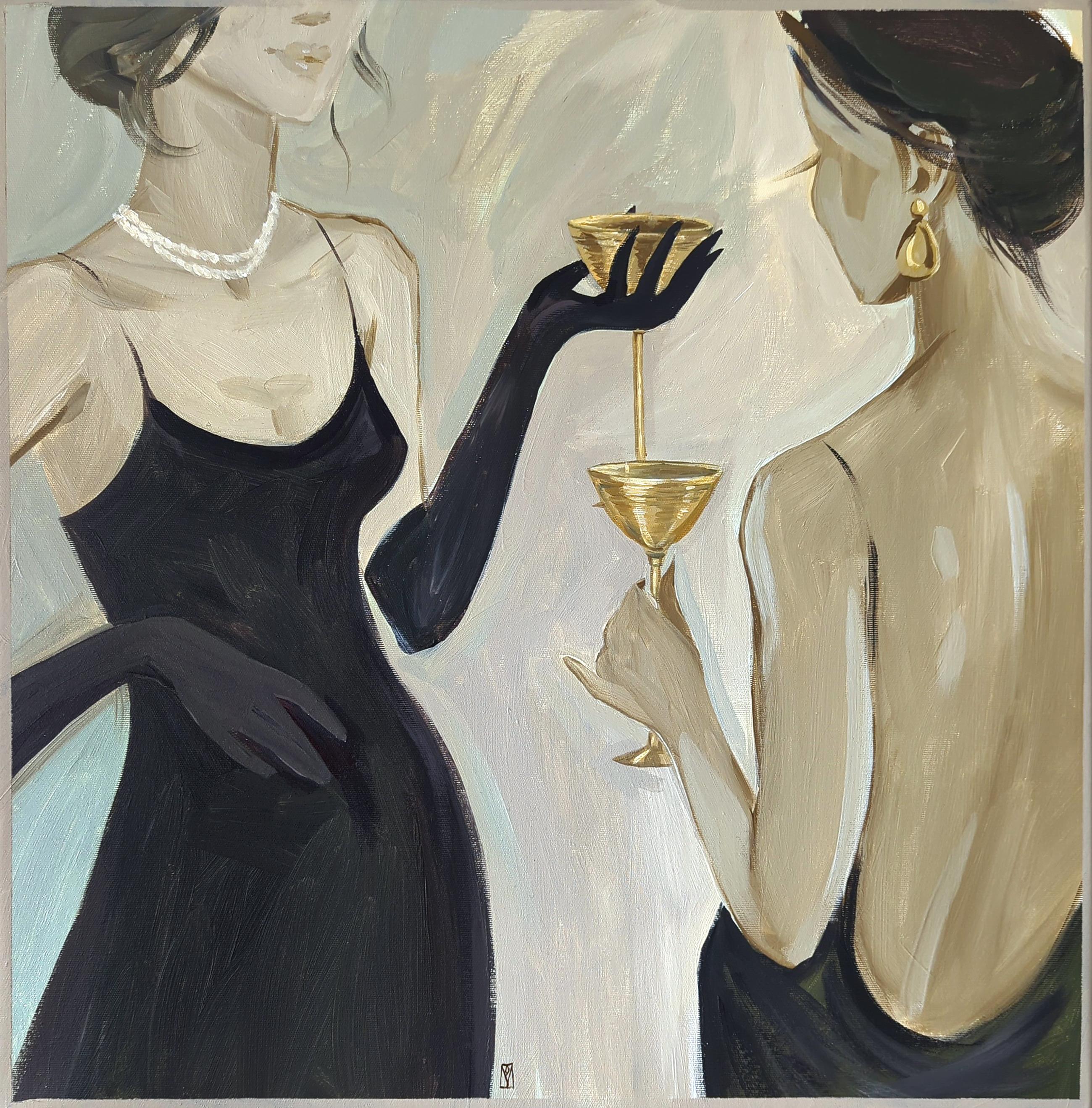 Figurative Painting de Olha Vlasova - Cena con la mejor amiga, serie Romantización