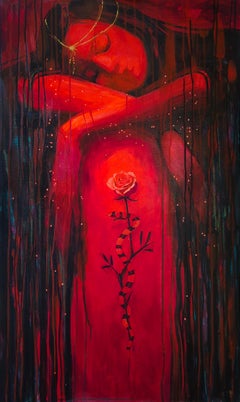 "Dream", Figurative neon painting by Olha Vlasova