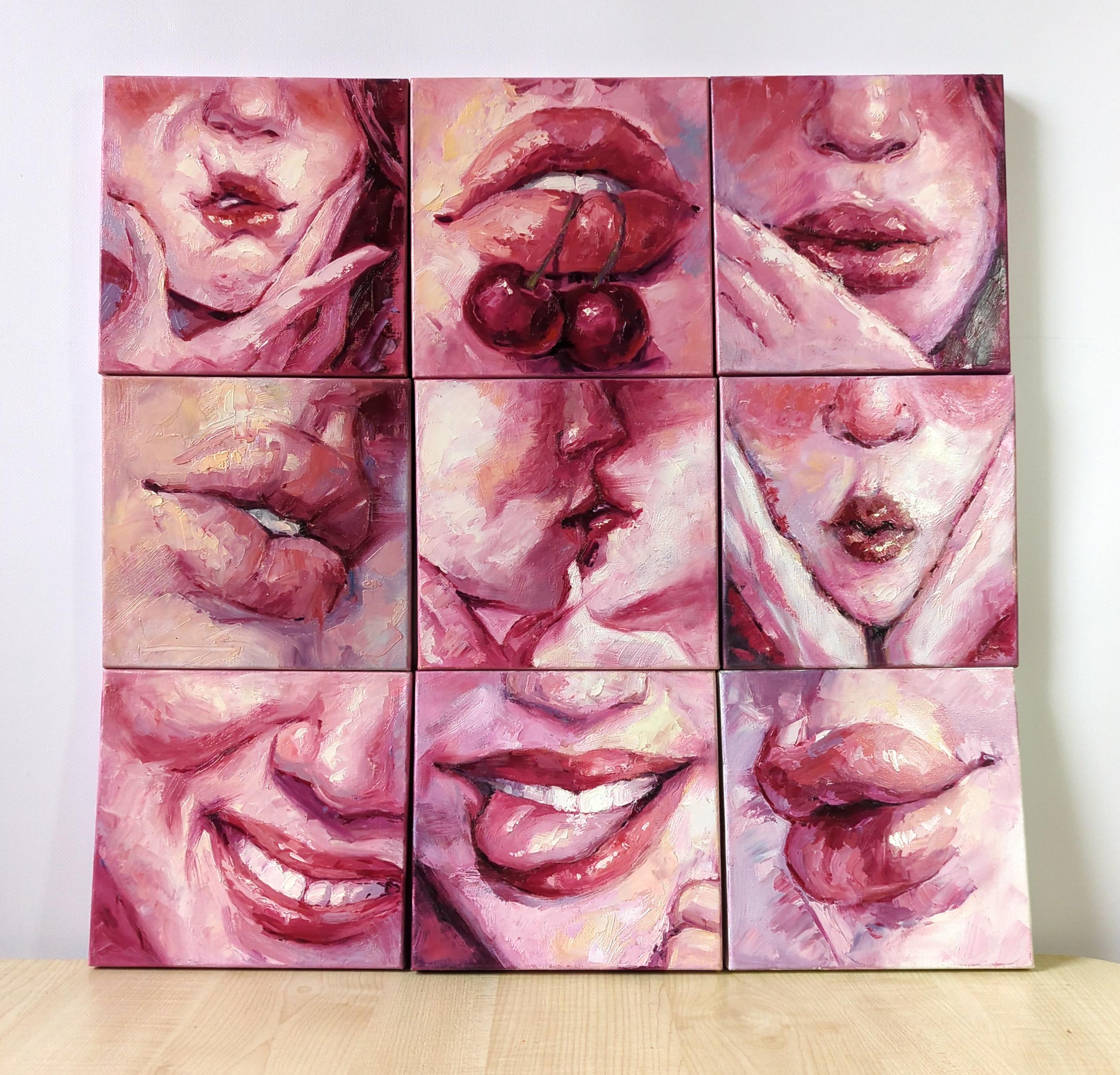 Coqueteo, conjunto de 9 cuadros separados - Painting de Olha Vlasova