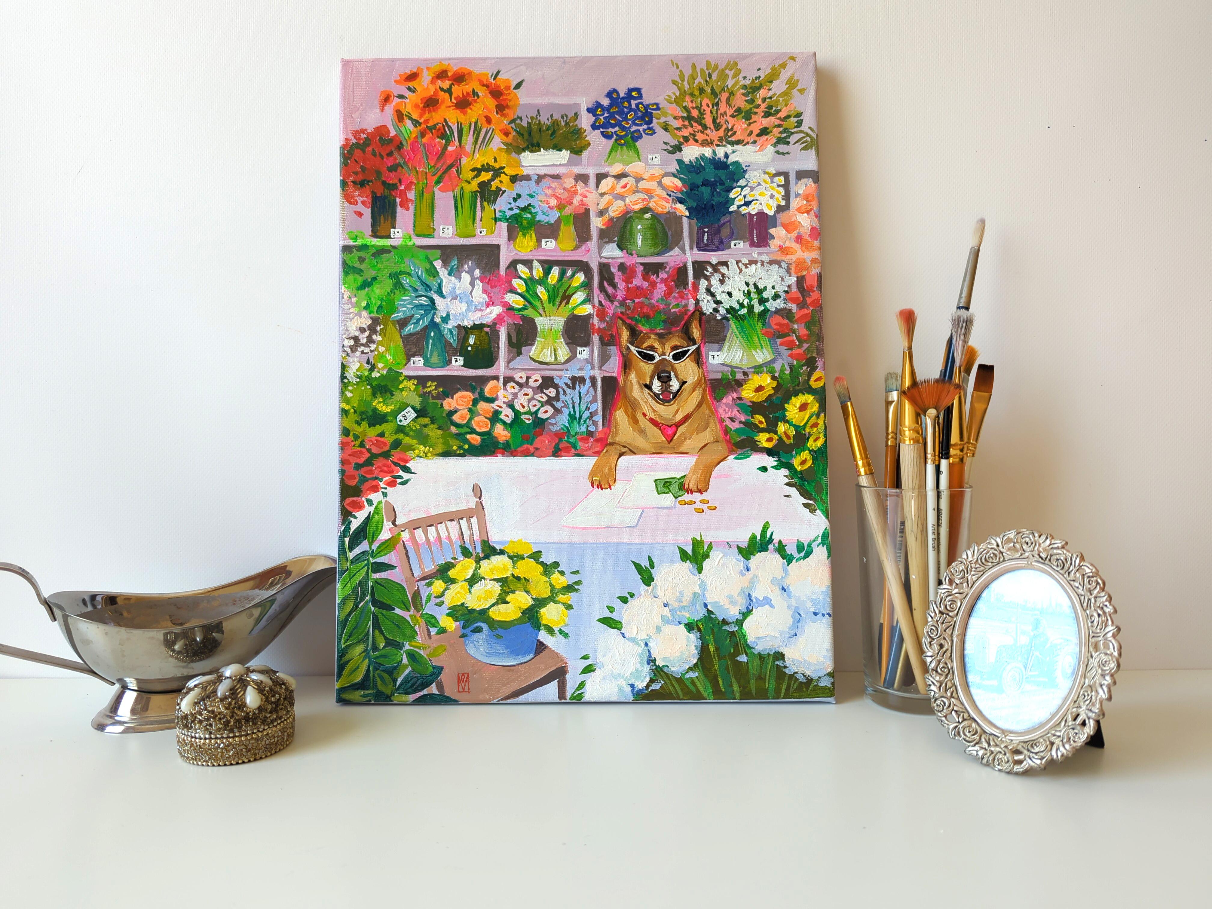 boutique Flower, Vacation on the Happy Island série - Painting de Olha Vlasova