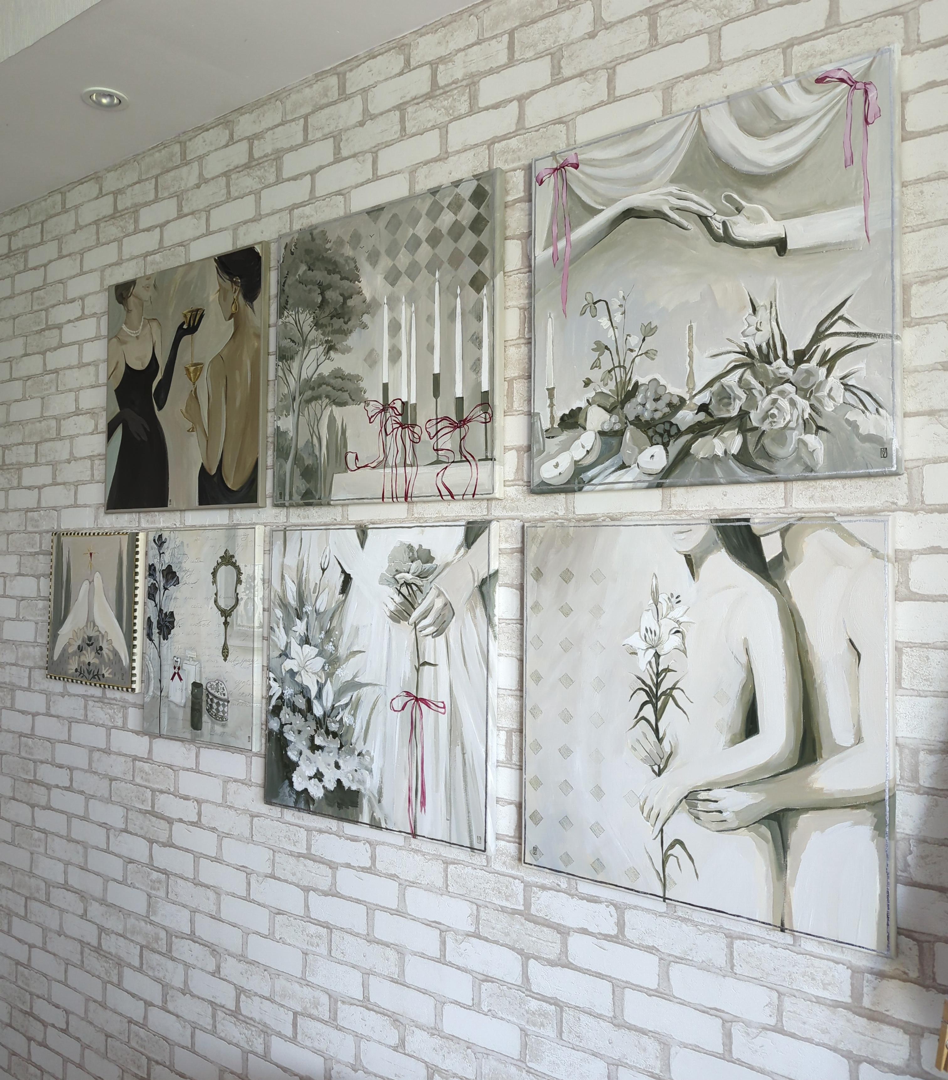 Juliet, Romanticization series - Gray Figurative Painting by Olha Vlasova