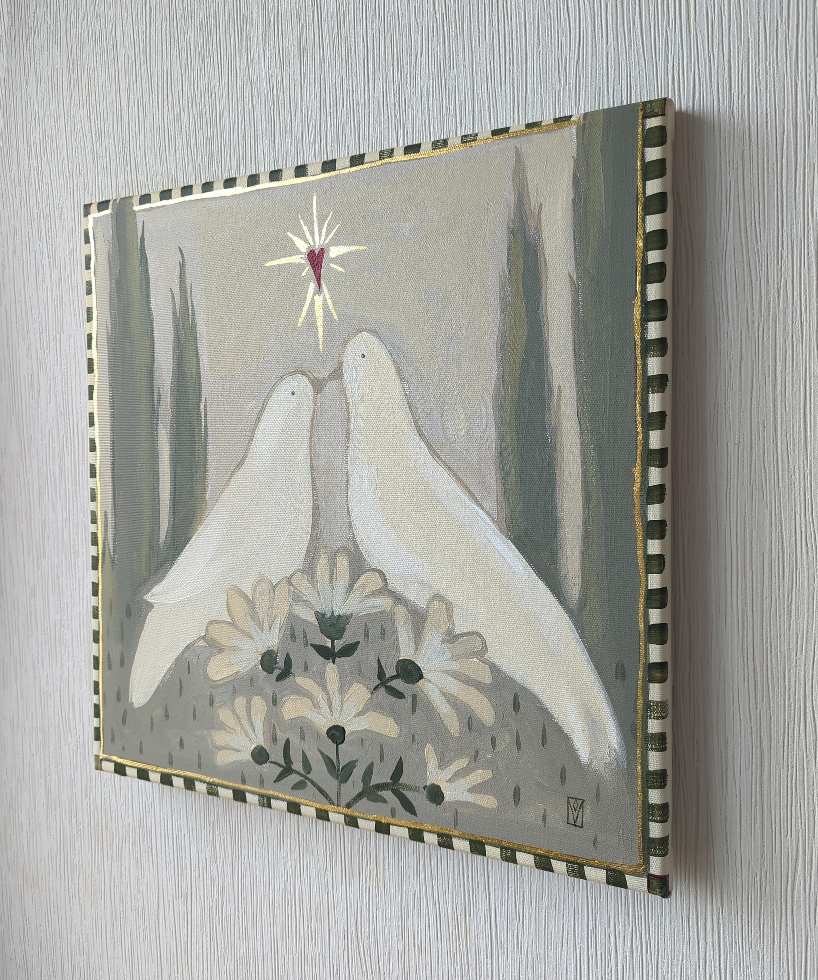 Colombes d'amour, série Romantization - Painting de Olha Vlasova