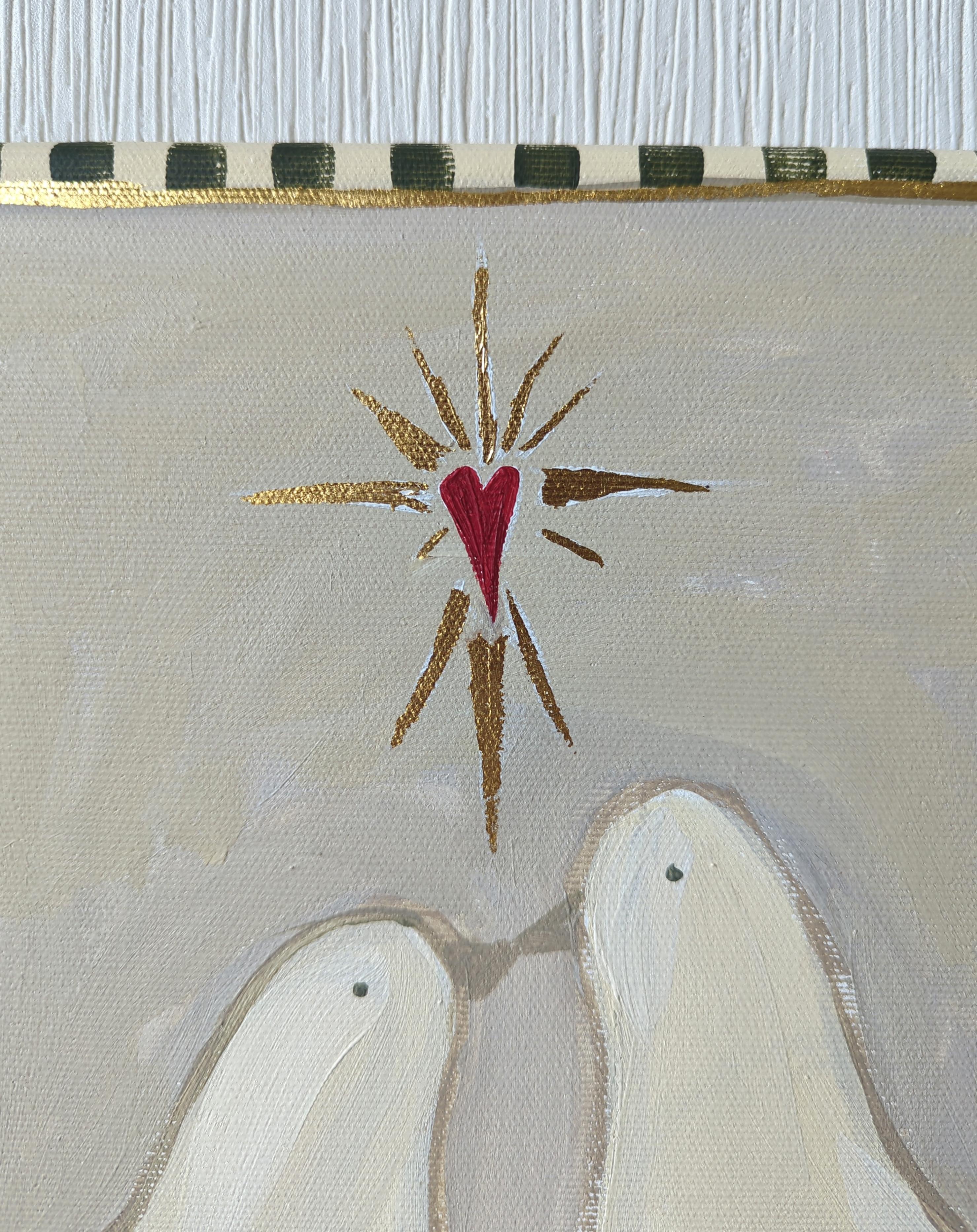 Colombes d'amour, série Romantization - Gris Still-Life Painting par Olha Vlasova