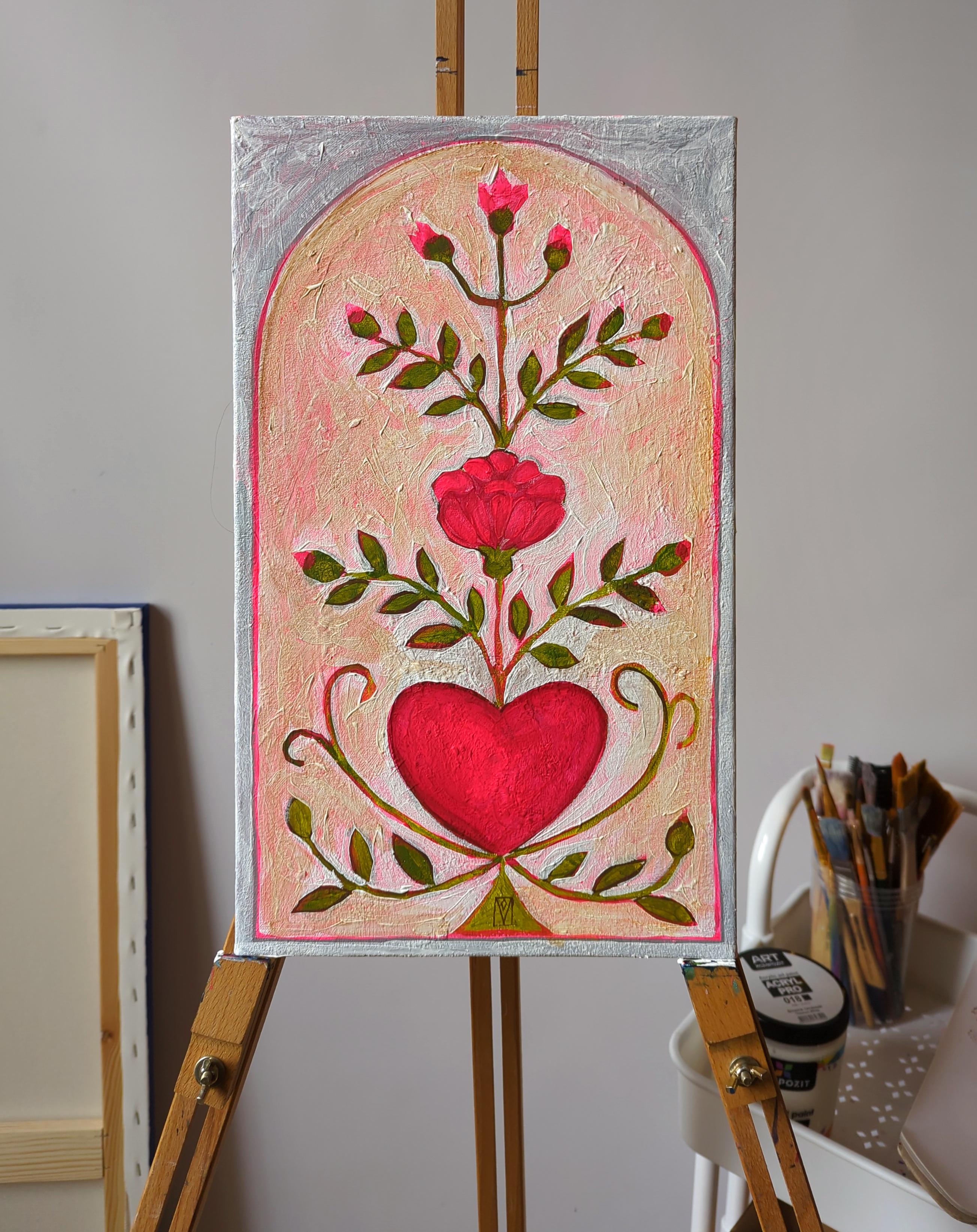 Loving heart, Spring serie - Painting by Olha Vlasova