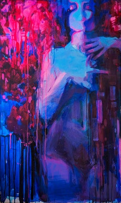 "Moonlight", Figurative neon painting by Olha Vlasova