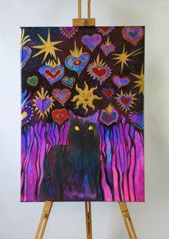 Peinture au néon "Night of purring" d'Olha Vlasova