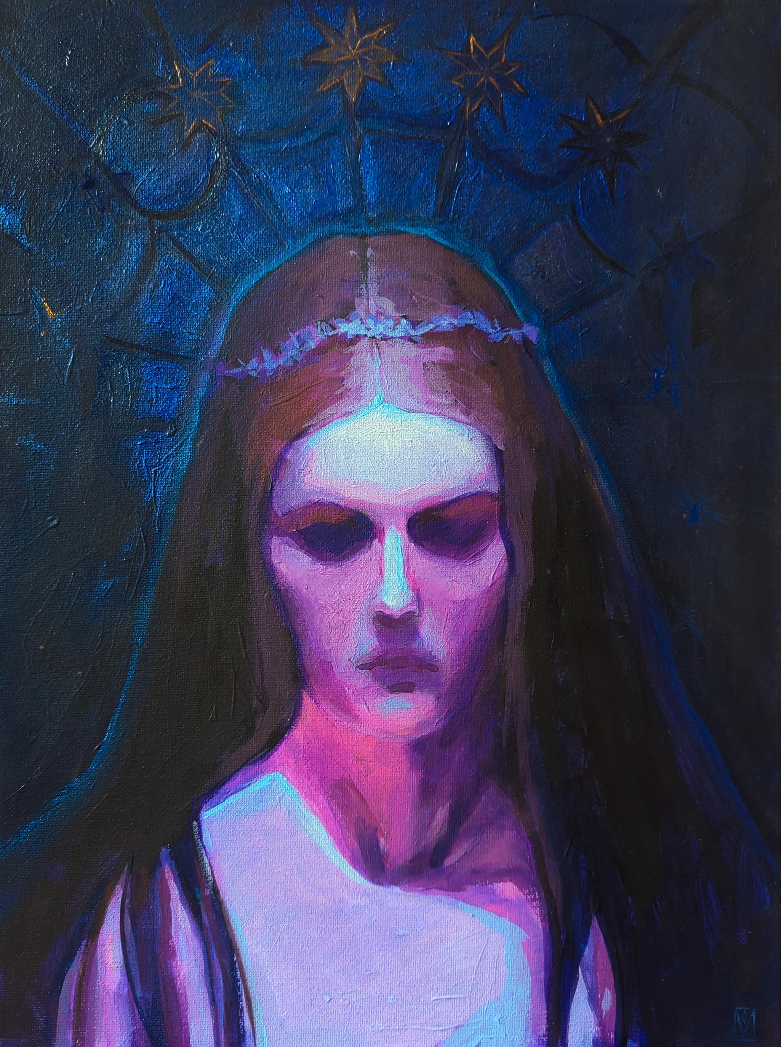 Olha Vlasova Portrait Painting - Petrified, Melancholy serie
