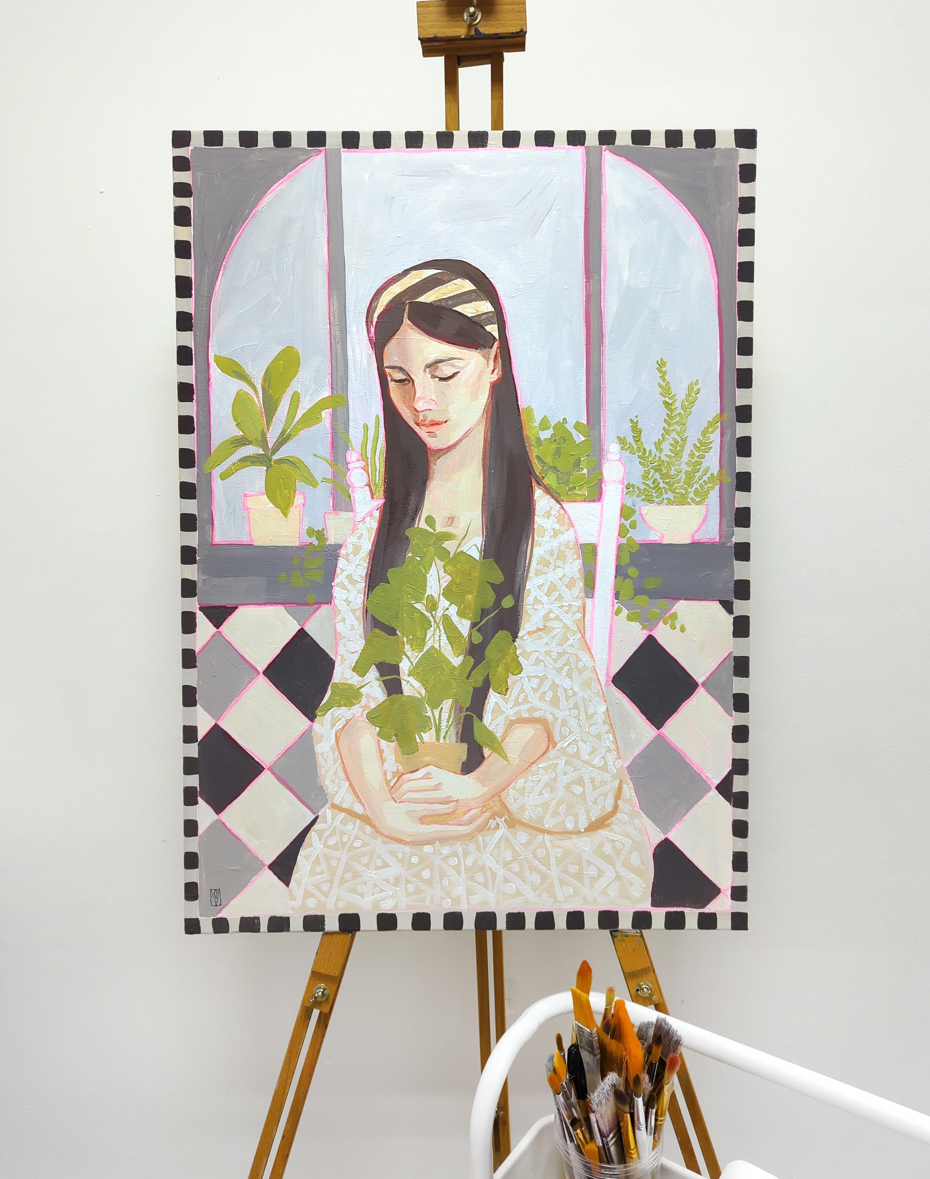 Plant Lady, série Sweet Home - Painting de Olha Vlasova