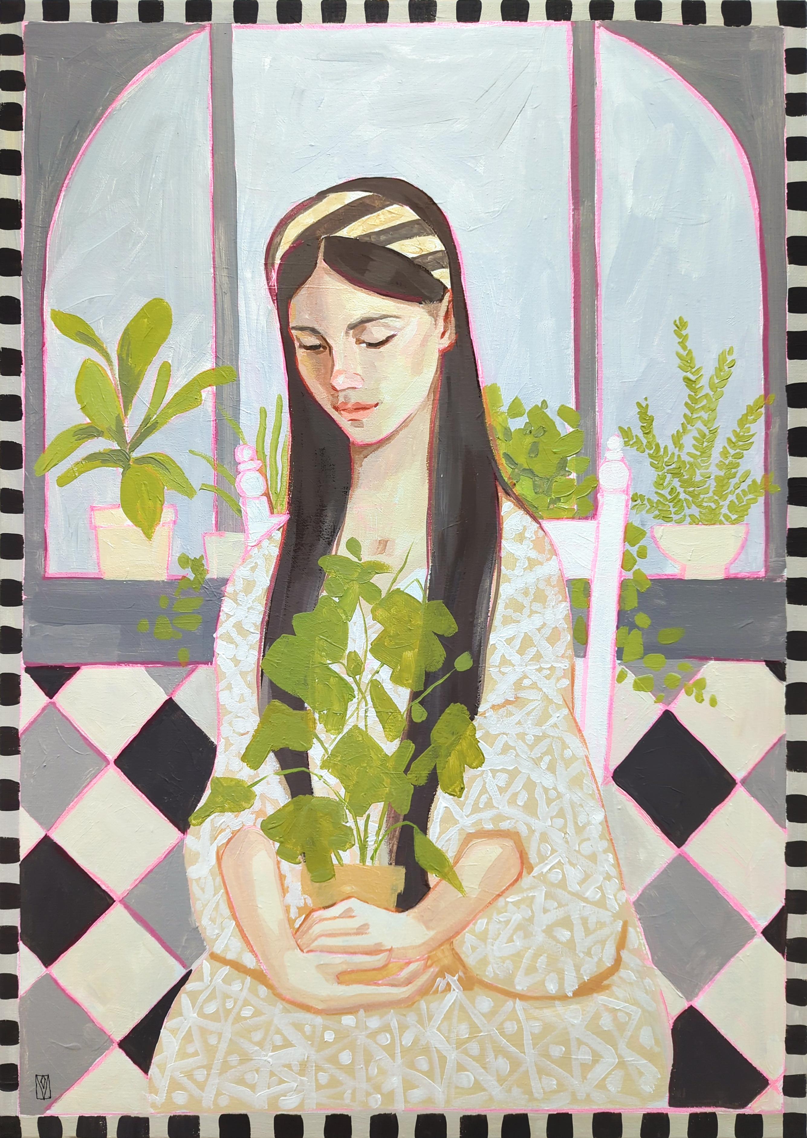 Olha Vlasova Interior Painting - Plant Lady, Sweet Home series