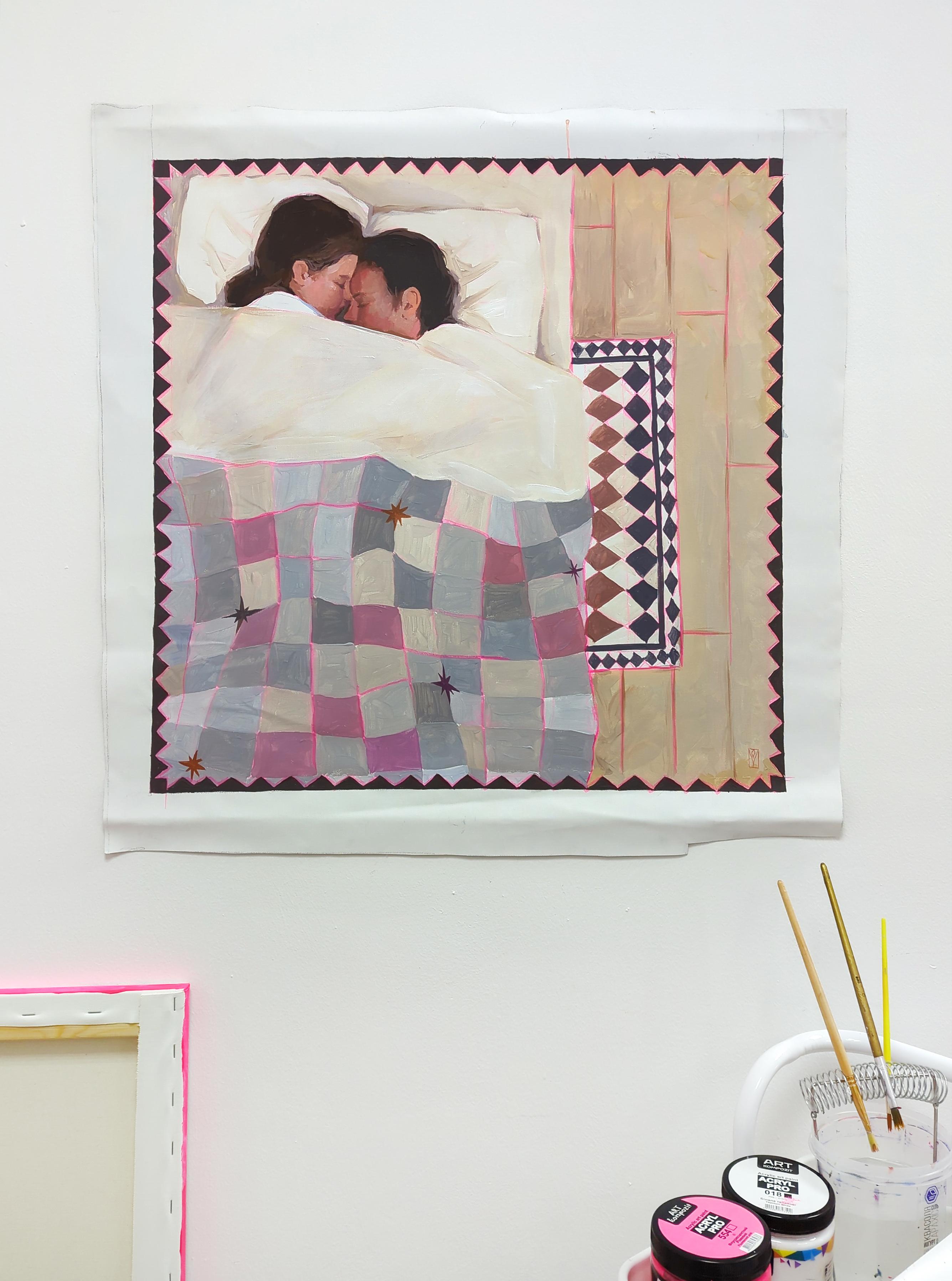Serie Sleeping, Sweet Home - Painting di Olha Vlasova