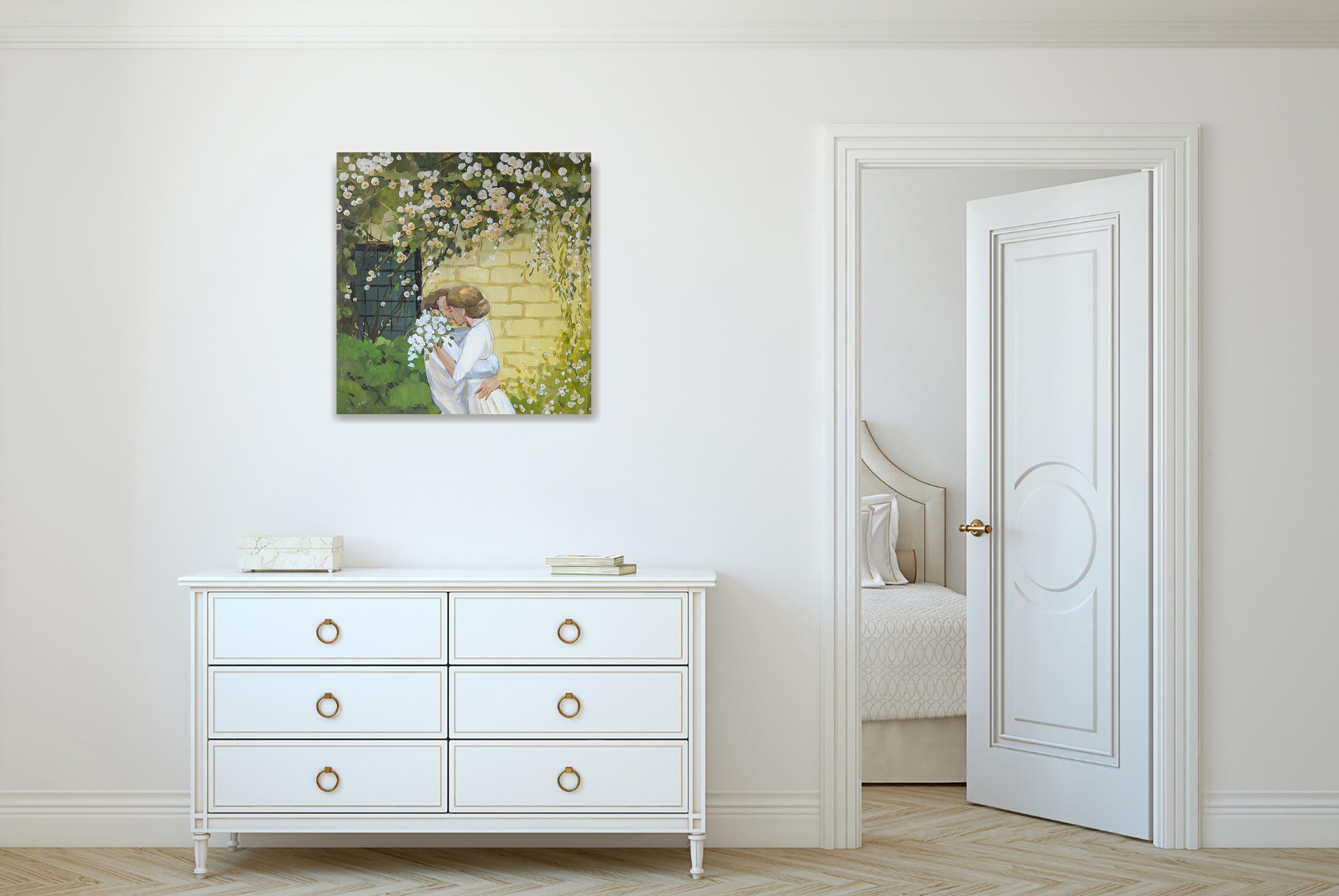 Spring of feelings - Brown Figurative Painting by Olha Vlasova