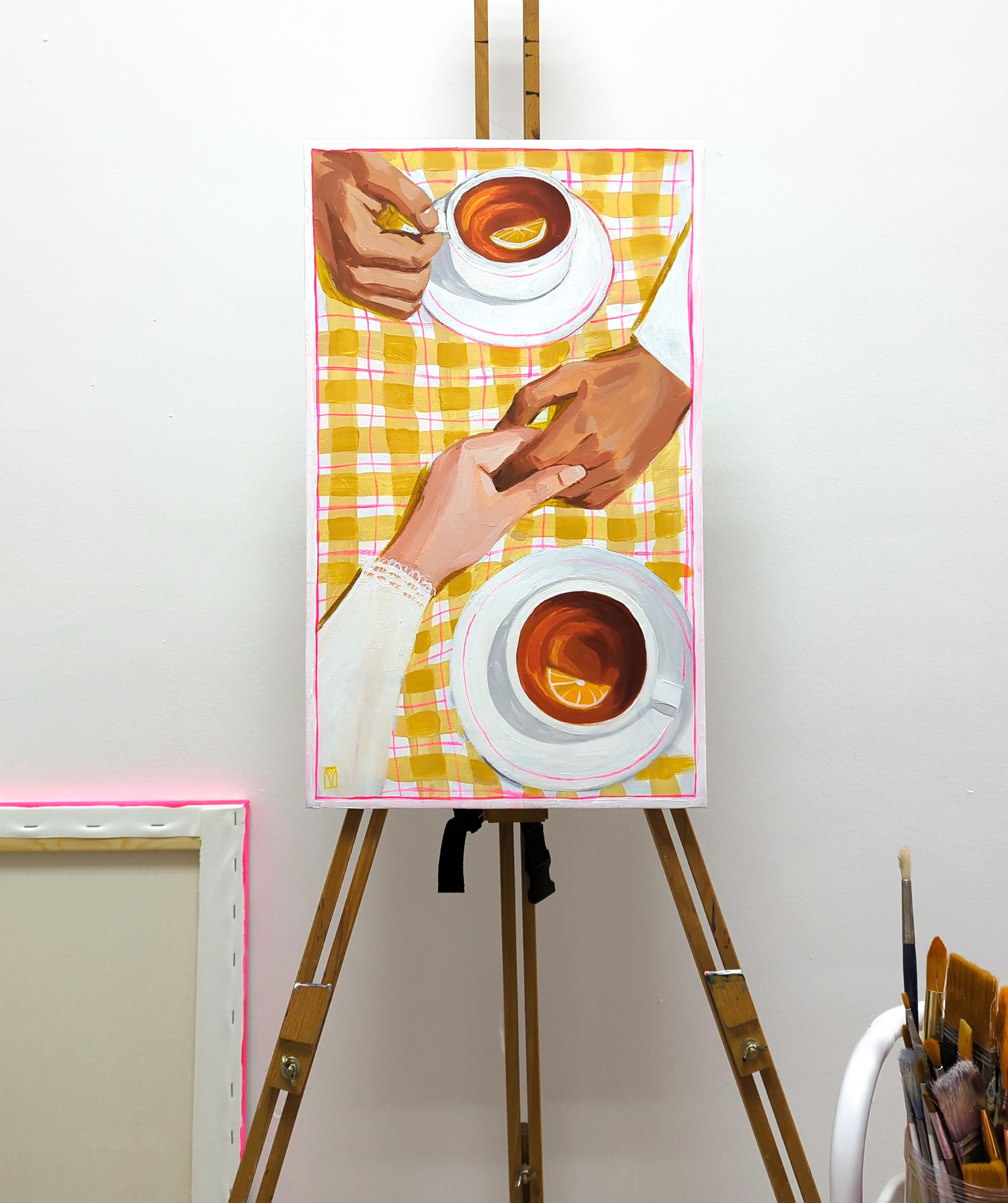 Tea time, Sweet Home series - Painting by Olha Vlasova