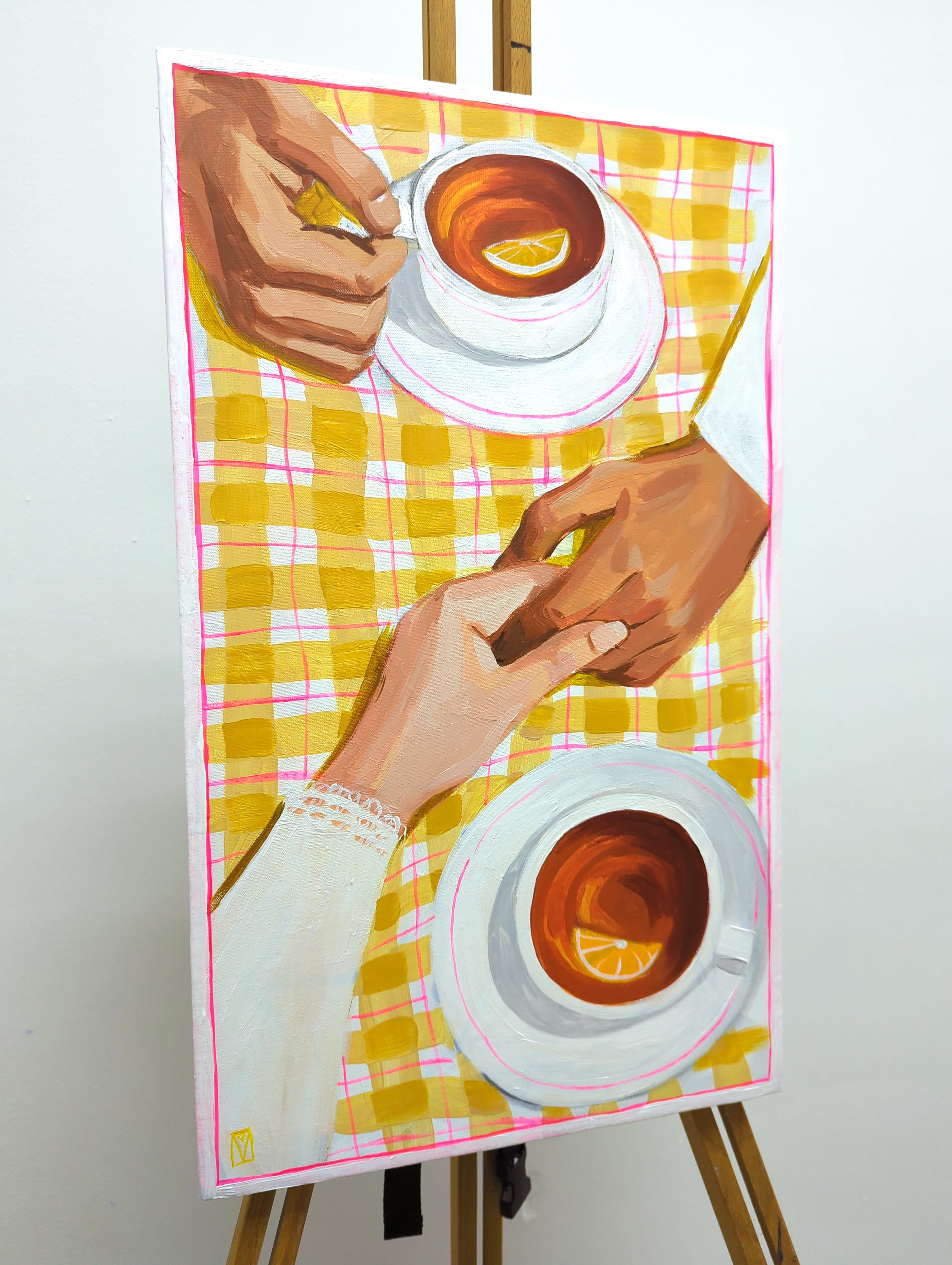 Service à thé Sweet Home série - Contemporain Painting par Olha Vlasova