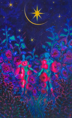 "Los amantes", pintura de neón del Tarot de Olha Vlasova