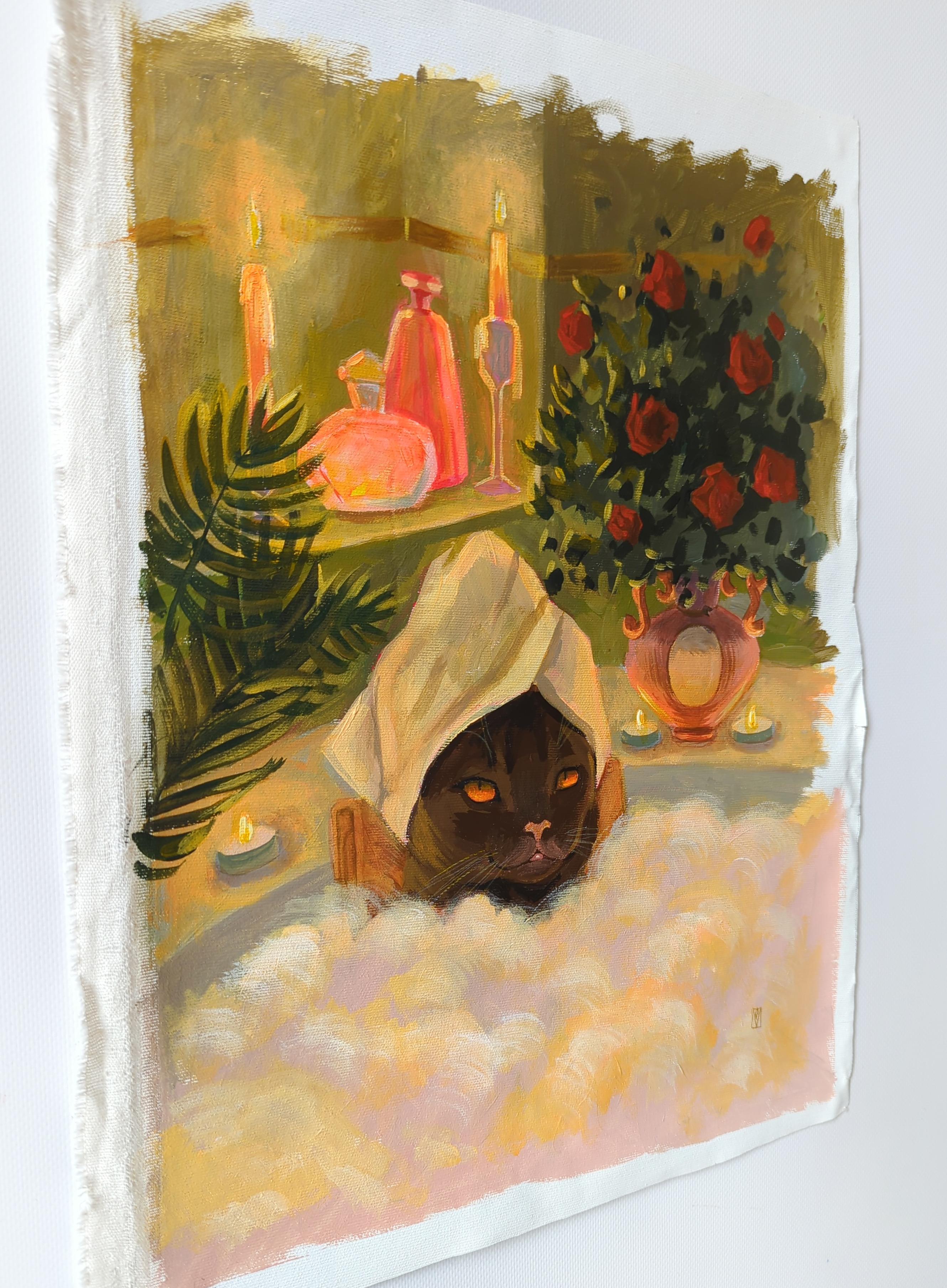 La pantera, serie Vacanze sull'isola felice - Painting Contemporaneo di Olha Vlasova