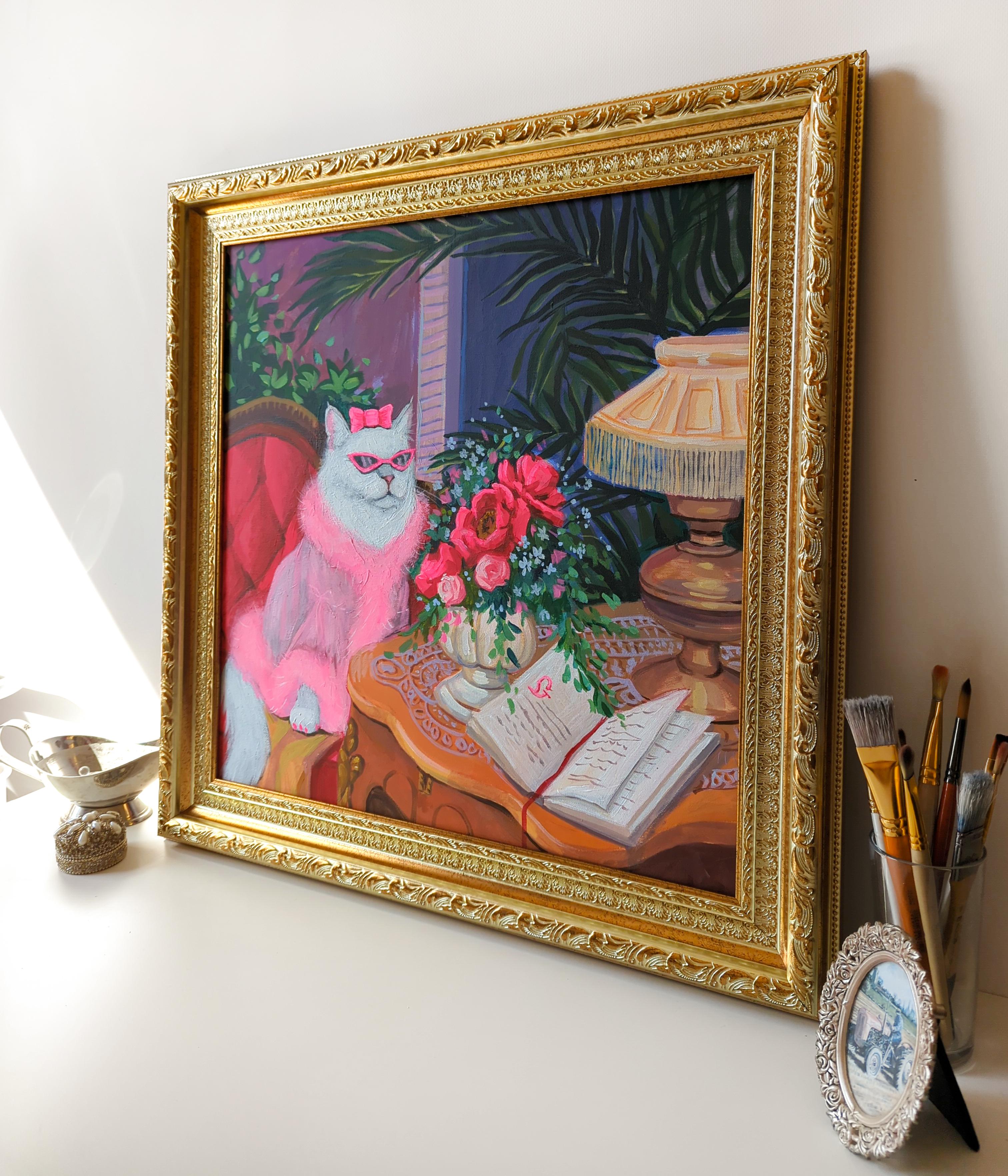 La Reina, serie Vacaciones en la Isla Feliz - Interior Painting Marrón de Olha Vlasova