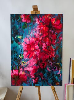 "Lo scialle", pittura floreale al neon di Olha Vlasova