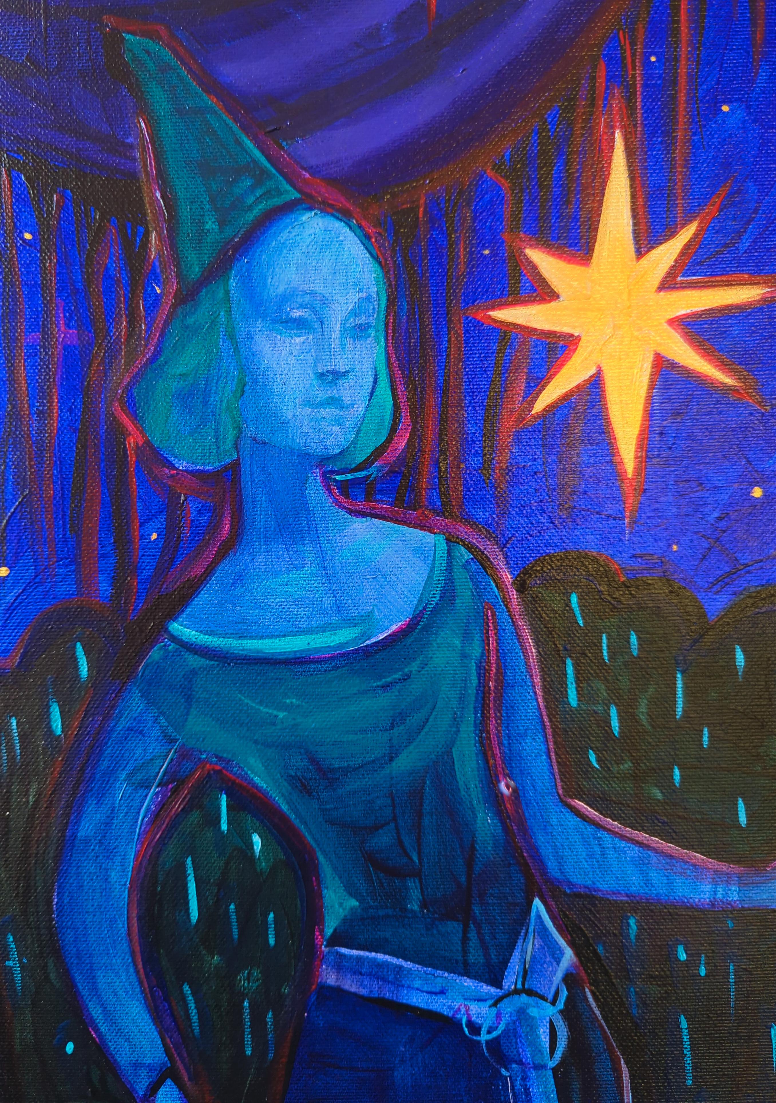 „Der Stern“, figuratives Tarot-Gemälde von Olha Vlasova im Angebot 1