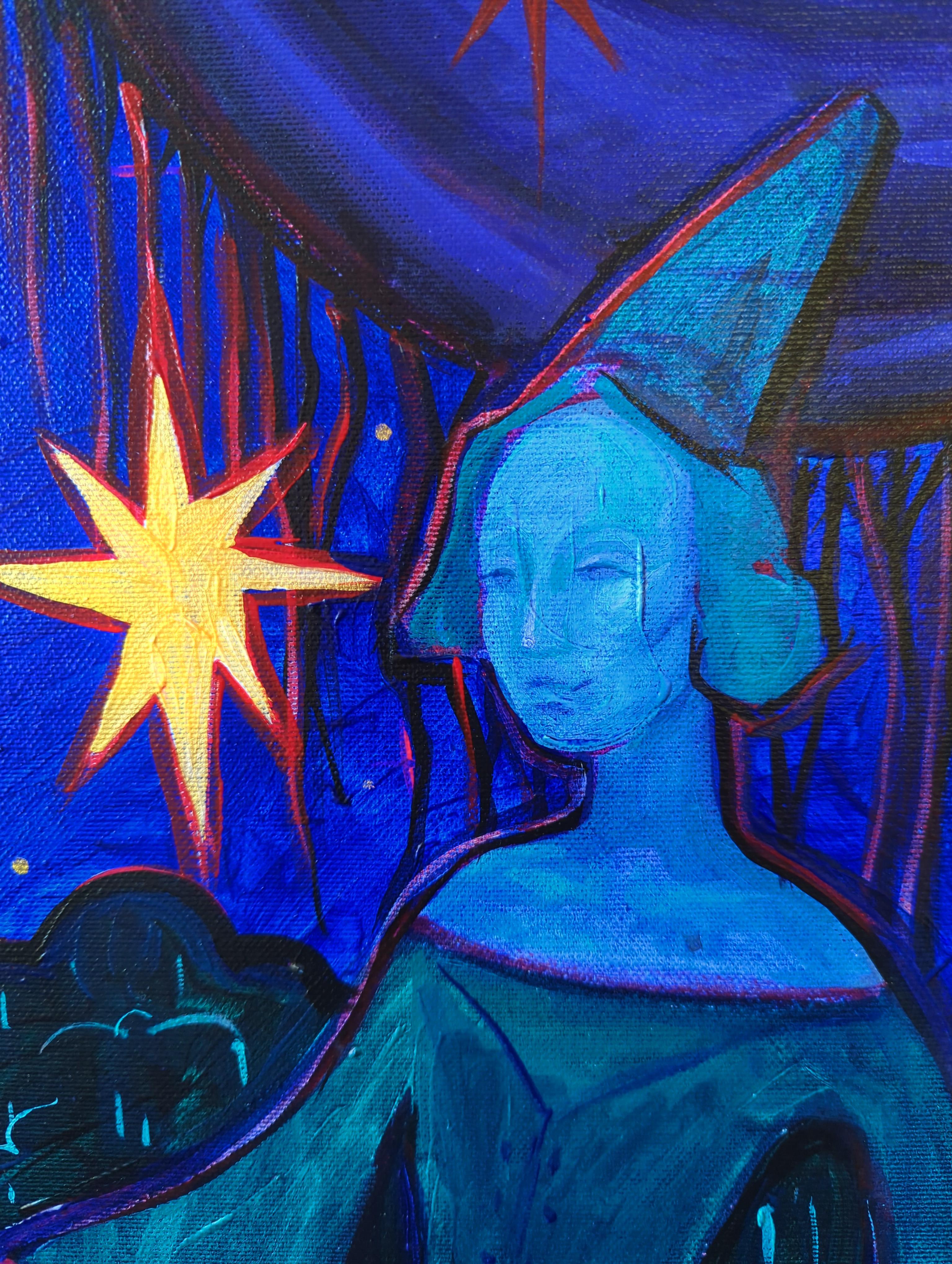 „Der Stern“, figuratives Tarot-Gemälde von Olha Vlasova im Angebot 2