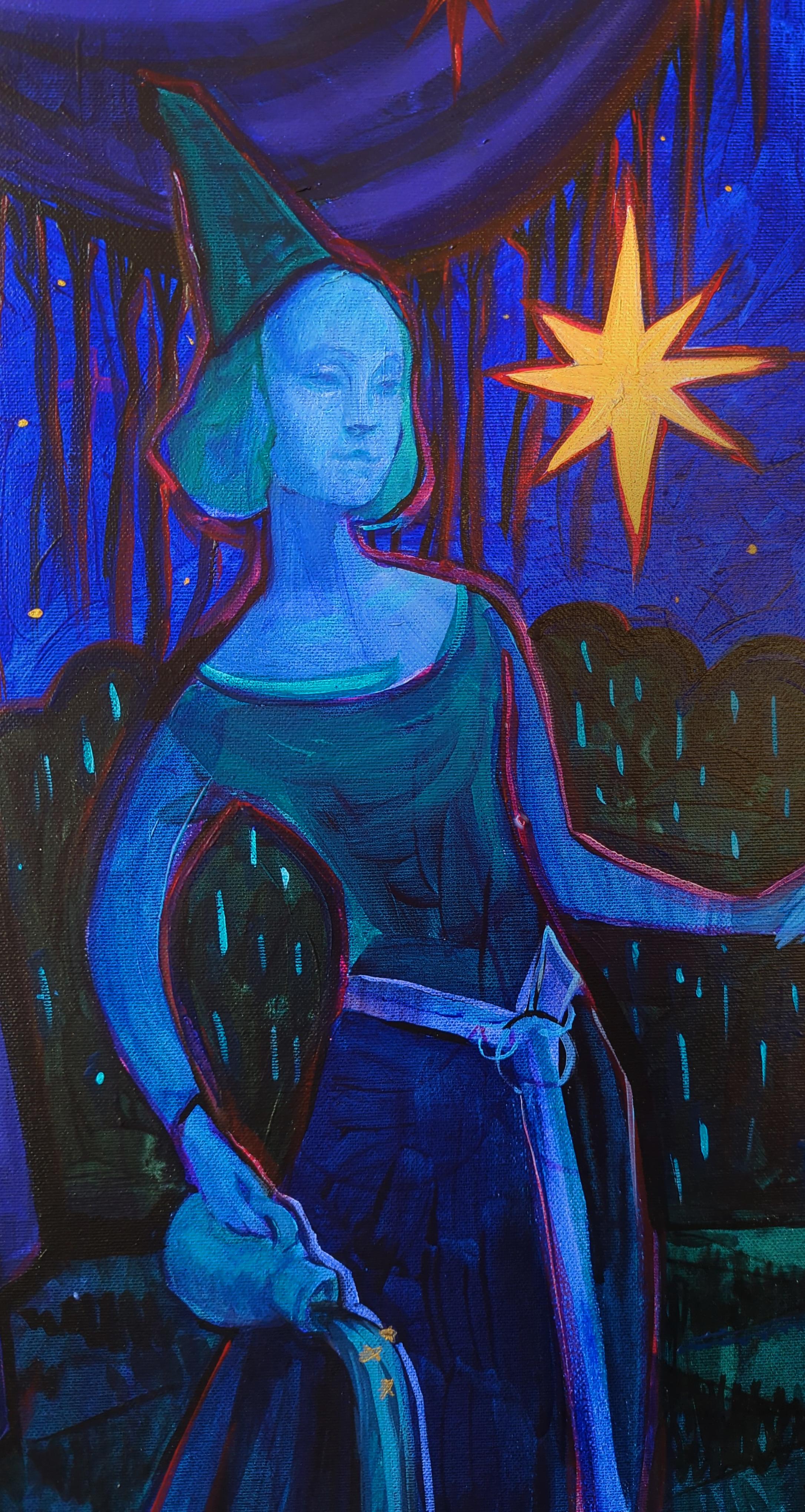 „Der Stern“, figuratives Tarot-Gemälde von Olha Vlasova im Angebot 5