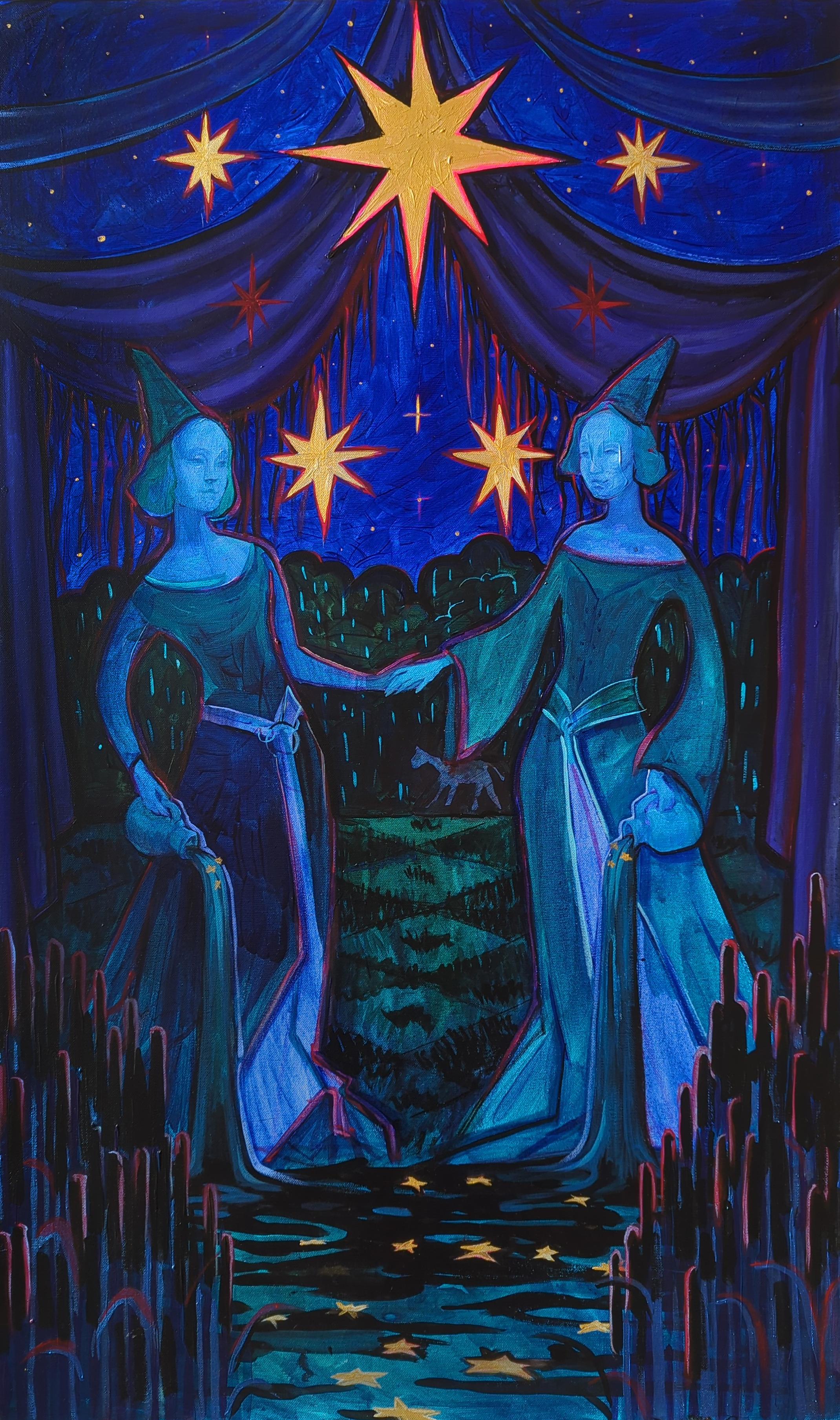 "The Star", Figurative tarot painting by Olha Vlasova