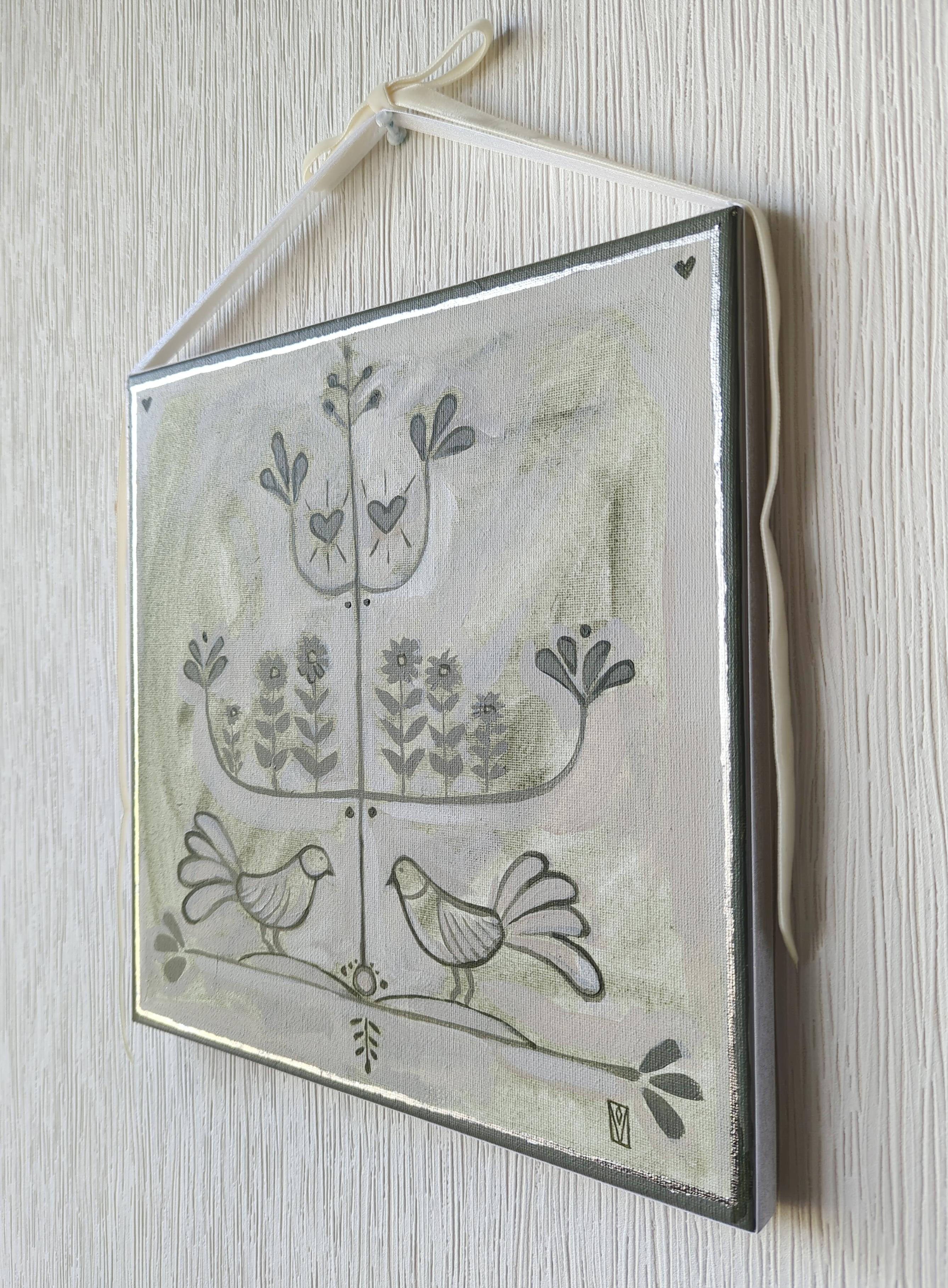 Tree of life, Romanticization series - Gray Still-Life Painting by Olha Vlasova