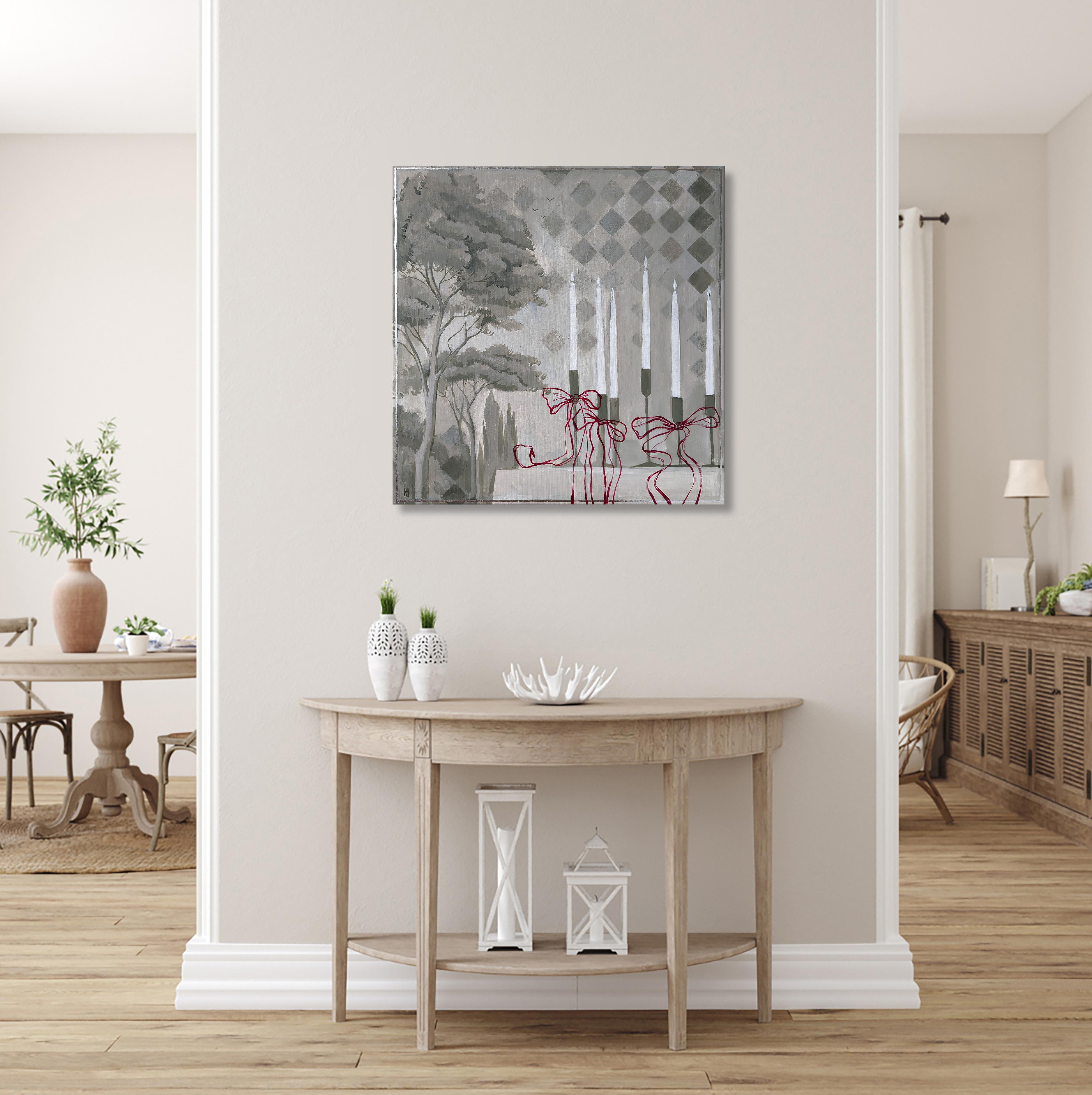 Arbre de vie, série Romantization - Gris Still-Life Painting par Olha Vlasova