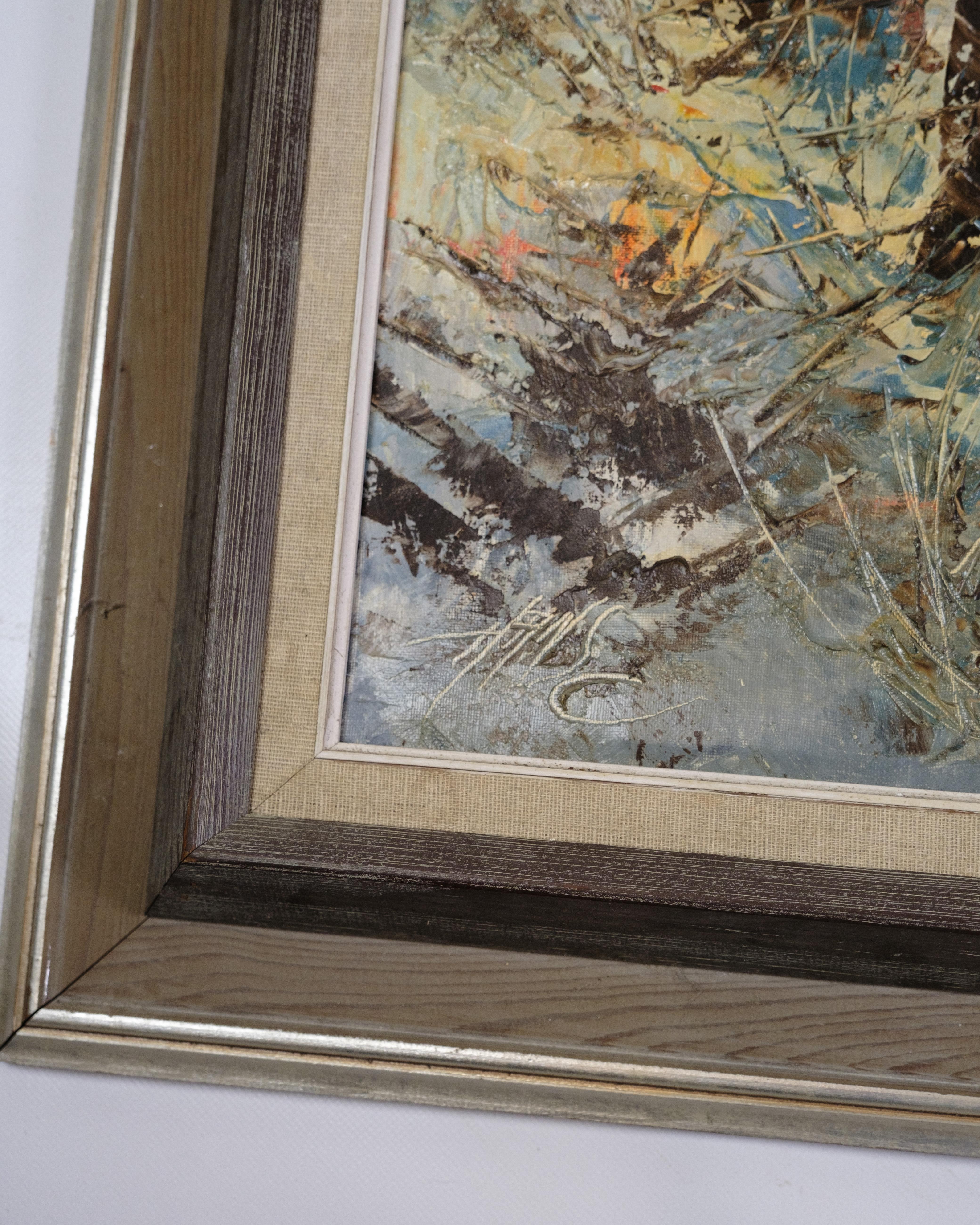 Danish Oli Painting Made On Canvas With A Wooden Frame From 1940s For Sale