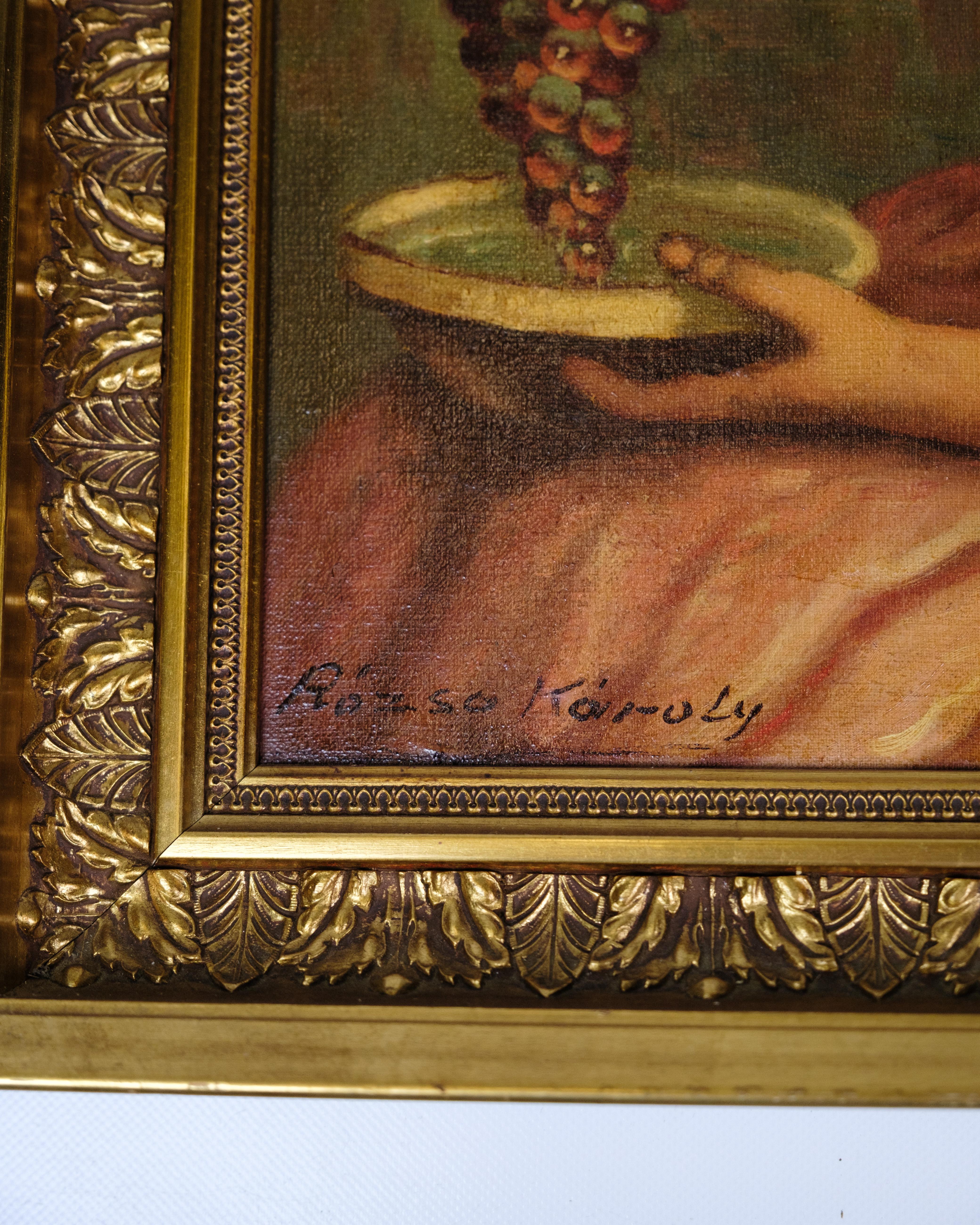 Danese Pittura Oli su tela con cornice dorata degli anni '40 in vendita