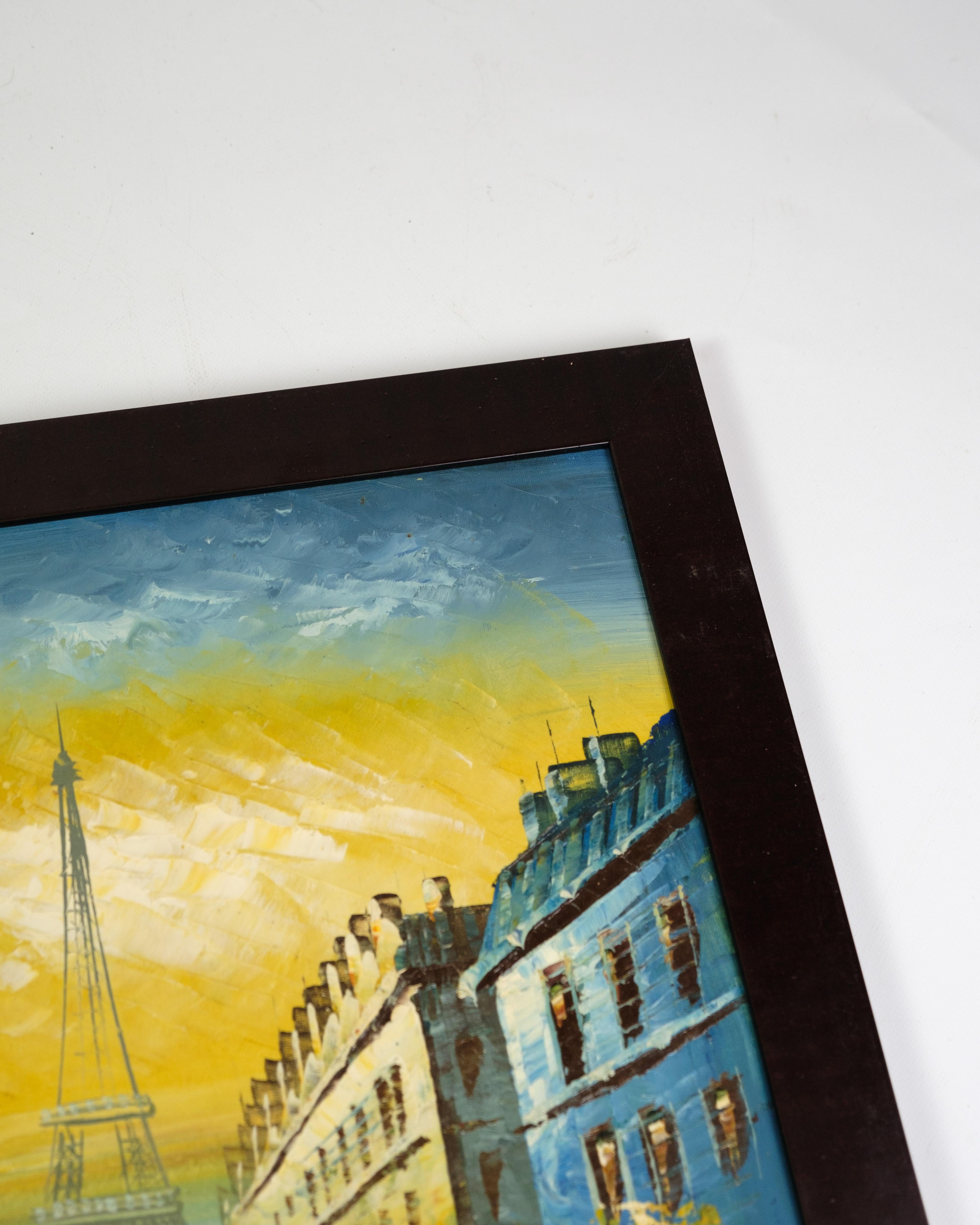 Ölgemälde mit dem Motiv eines Spätsommerabends in Paris, bei dem der Eiffelturm im Hintergrund zu sehen ist.


Maße: L:58,5 cm B: 68,5 cm