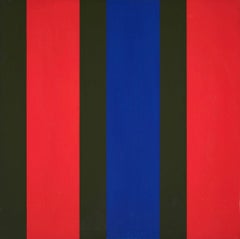 "DK. Green, Scarlet, Blue" Oli Sihvonen, Abstract Vertical Geometric Composition