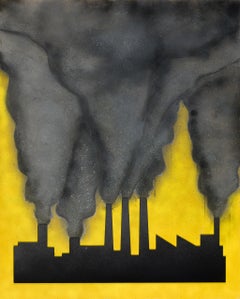 Peinture de parc industriel, style figuratif, 60x48 pouces, New