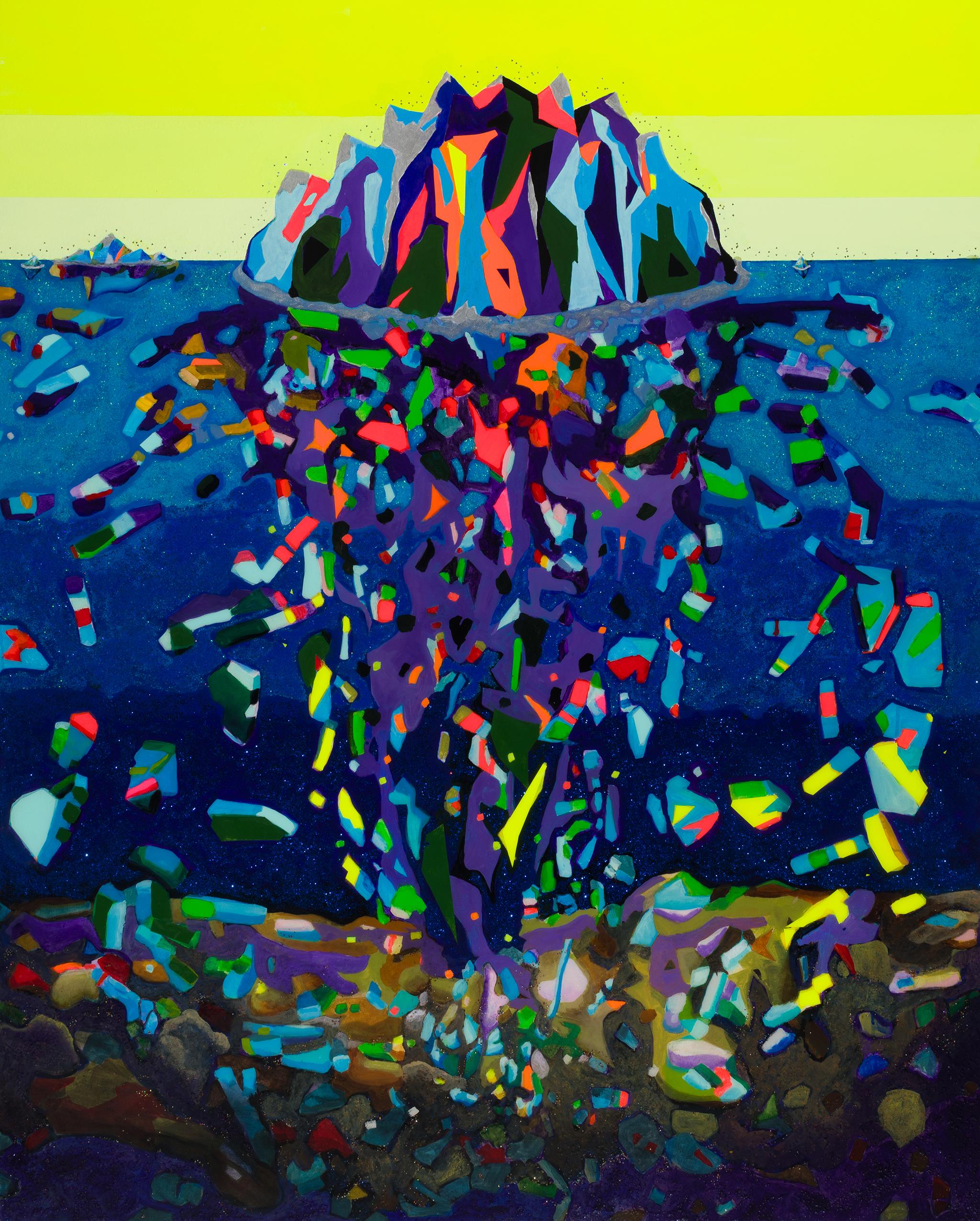 Oli Sorenson Figurative Painting - Plastic Continent Mixed Media Painting, Contemporary, Unframed, 2010+