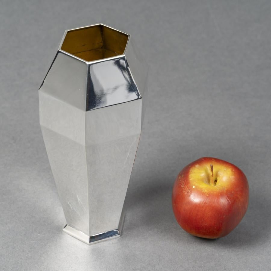 OLIER & CARON Vase en argent massif Epoque ART DECO 1930 5