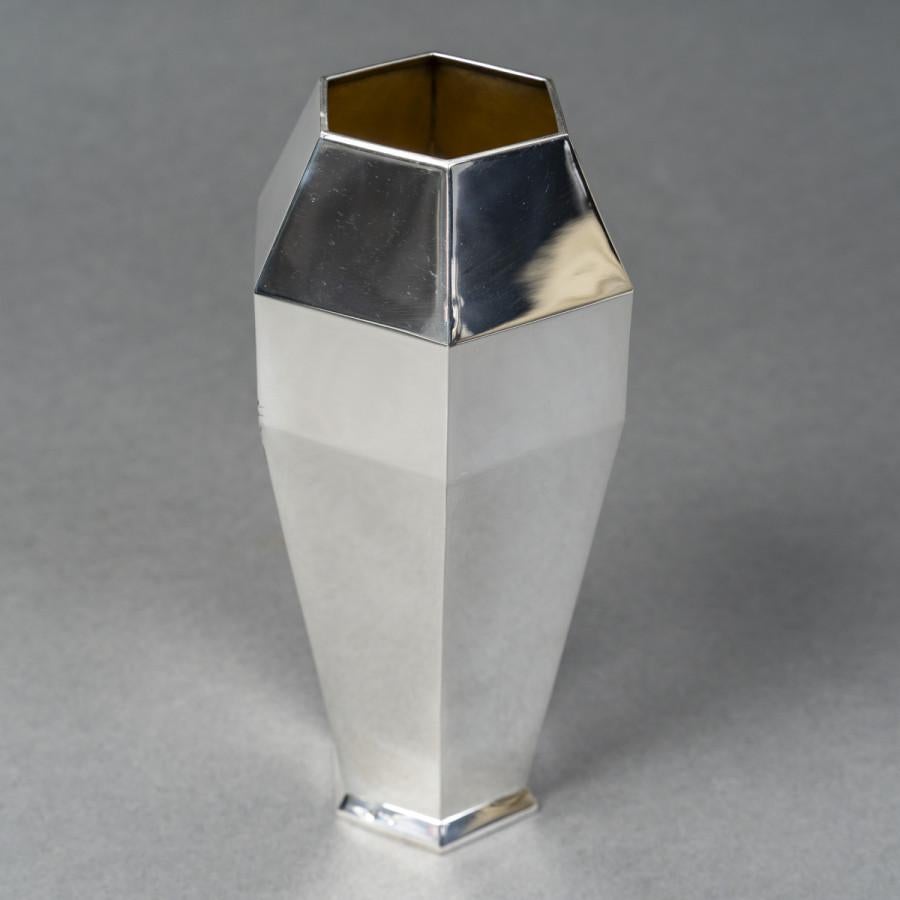 OLIER & CARON Vase en argent massif Epoque ART DECO 1930 2
