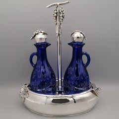 Burette à huile italienne en argent massif 800