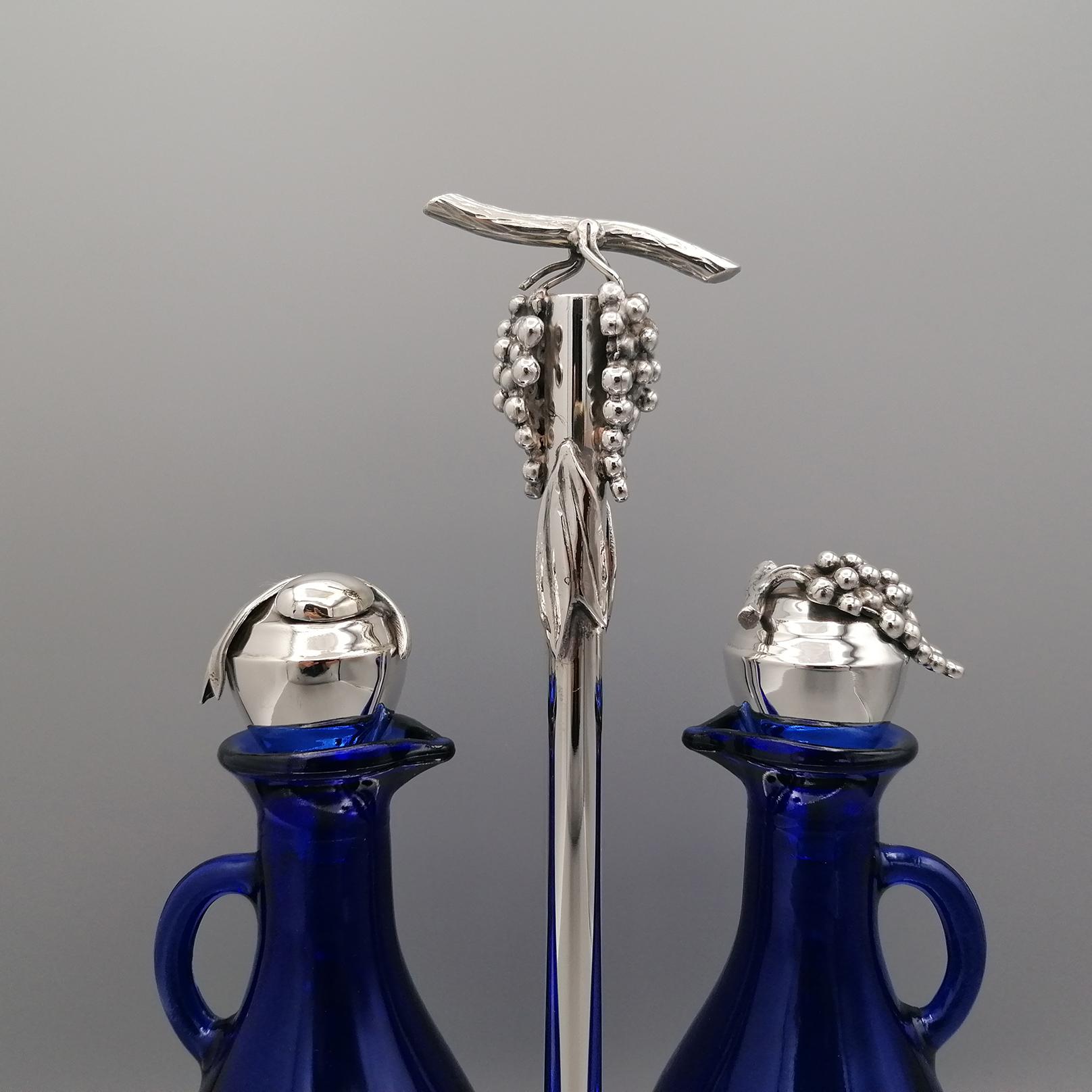 Hand-Crafted Italian sterling silver oil cruet 800 For Sale
