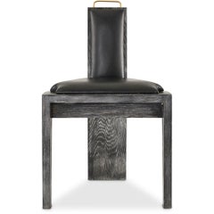 Olifant Modern Luxury, Handmade Ceramic, Ceruse Oak & Black Leather Dining Chair