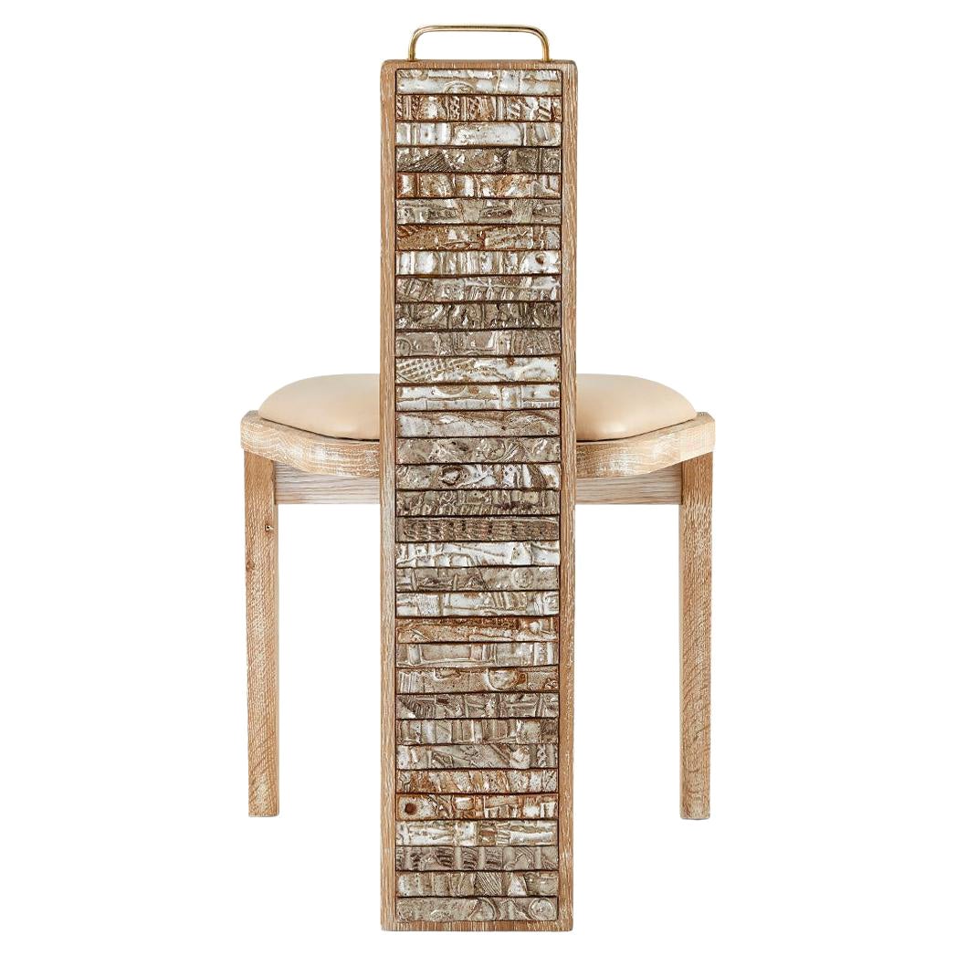 Olifant Sedia da pranzo moderna di lusso, fatta a mano in ceramica, Oak Oak e pelle nera