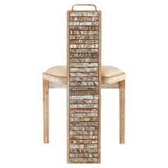 Olifant Modern Luxury, Handmade Ceramic, Ceruse Oak & Black Leather Dining Chair