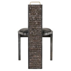 Olifant Sedia da pranzo moderna di lusso, fatta a mano in ceramica, Oak Oak e pelle nera