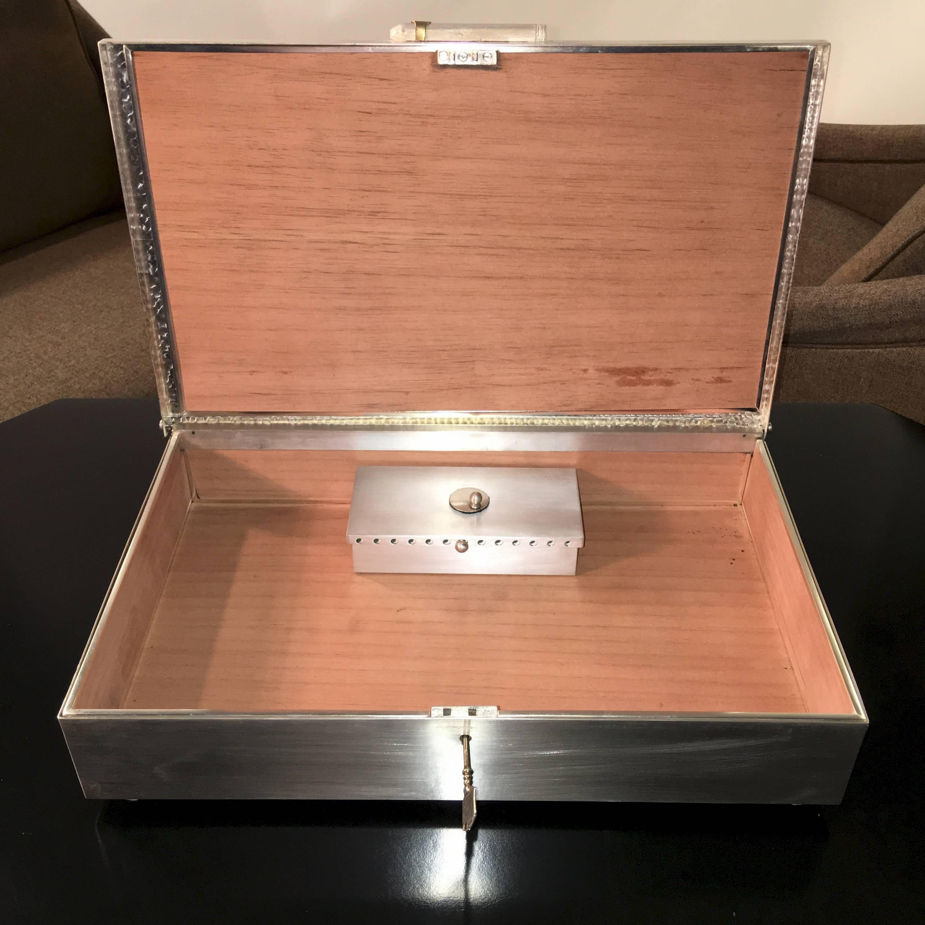 Gold Oligarch Size Sterling Silver Humidor For Sale