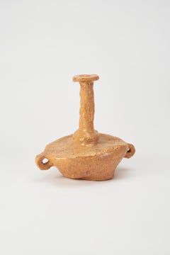 High Neck, Organic Form Plain Sandy Brown Ceramic Pot by Willem Van Hooff