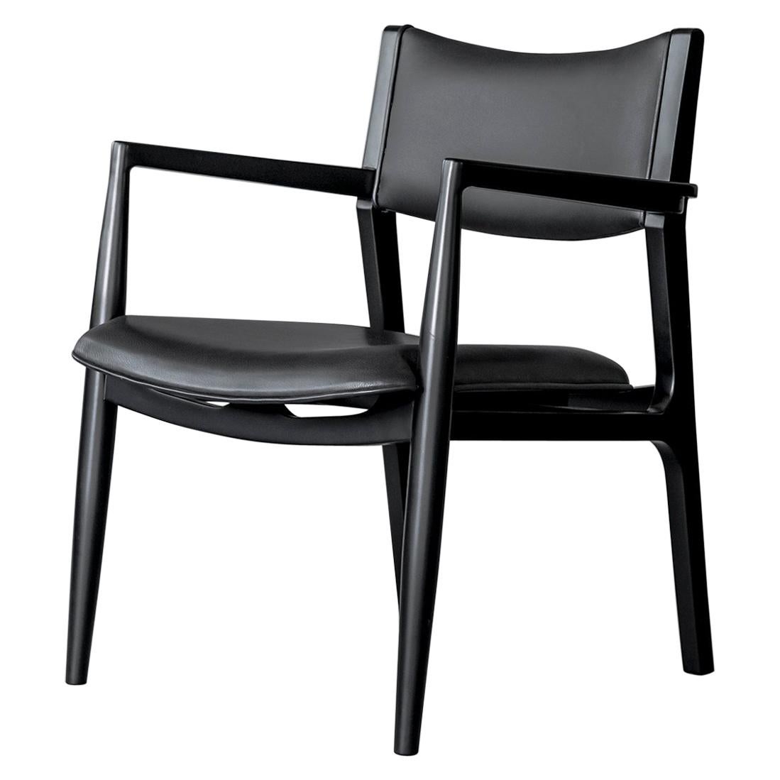 Olimpica Leather and Wood Armchair by ATRA For Sale