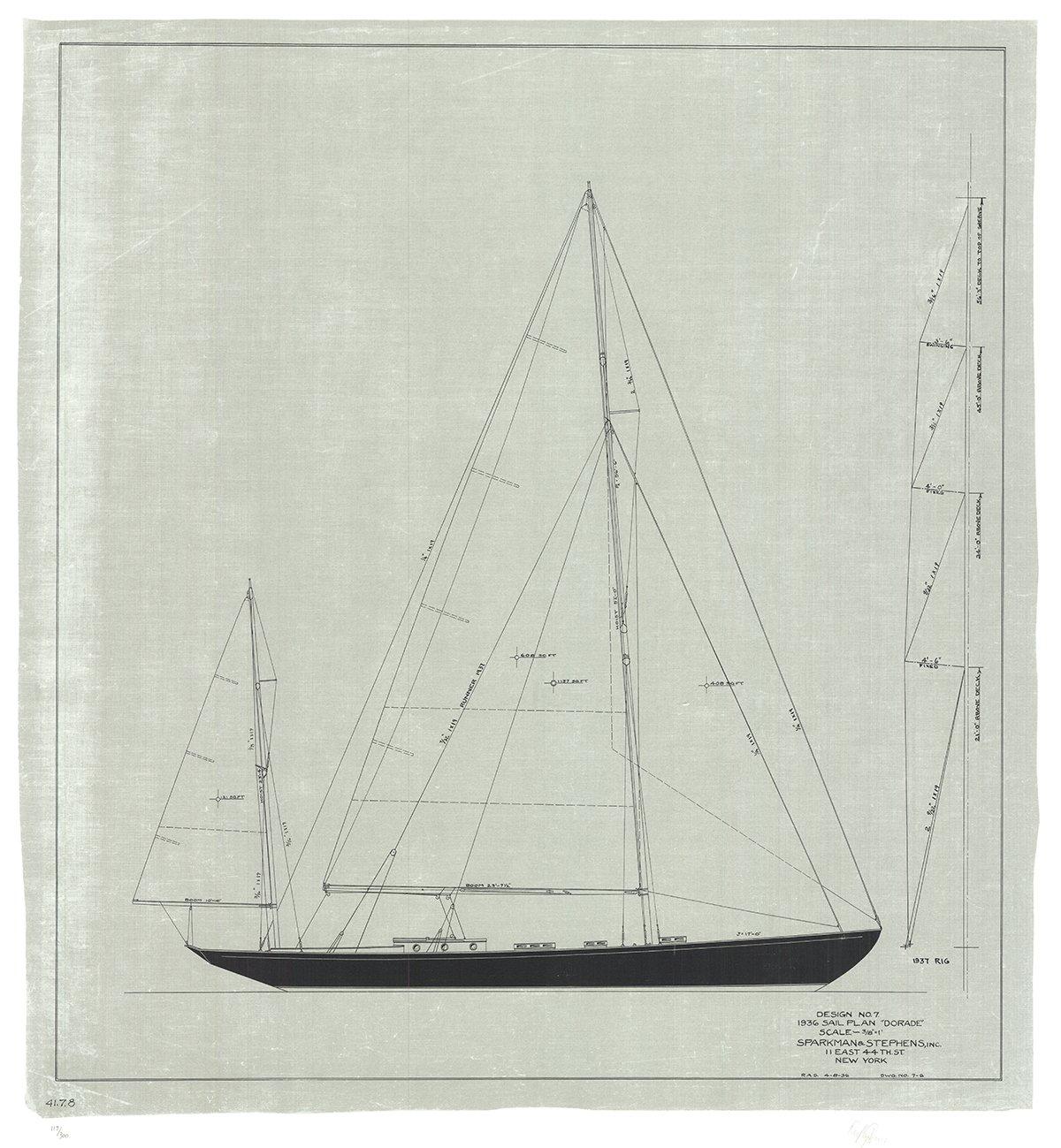 2004 Olin Stephens 'Dorade: Sail Plan, 1936' Limited Edition Hand Signed