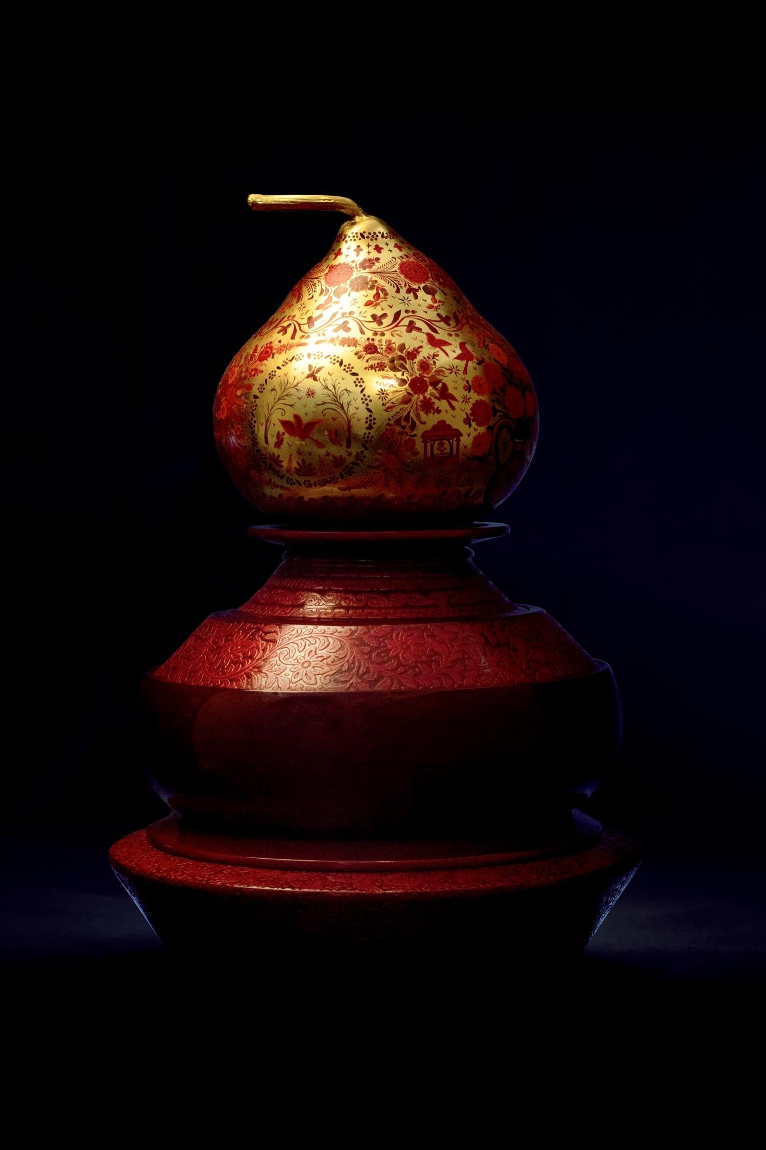 Olinal Mexican Traditional Lack, Blattgold und Ölgemälde Kunst Urnen (Moderne) im Angebot